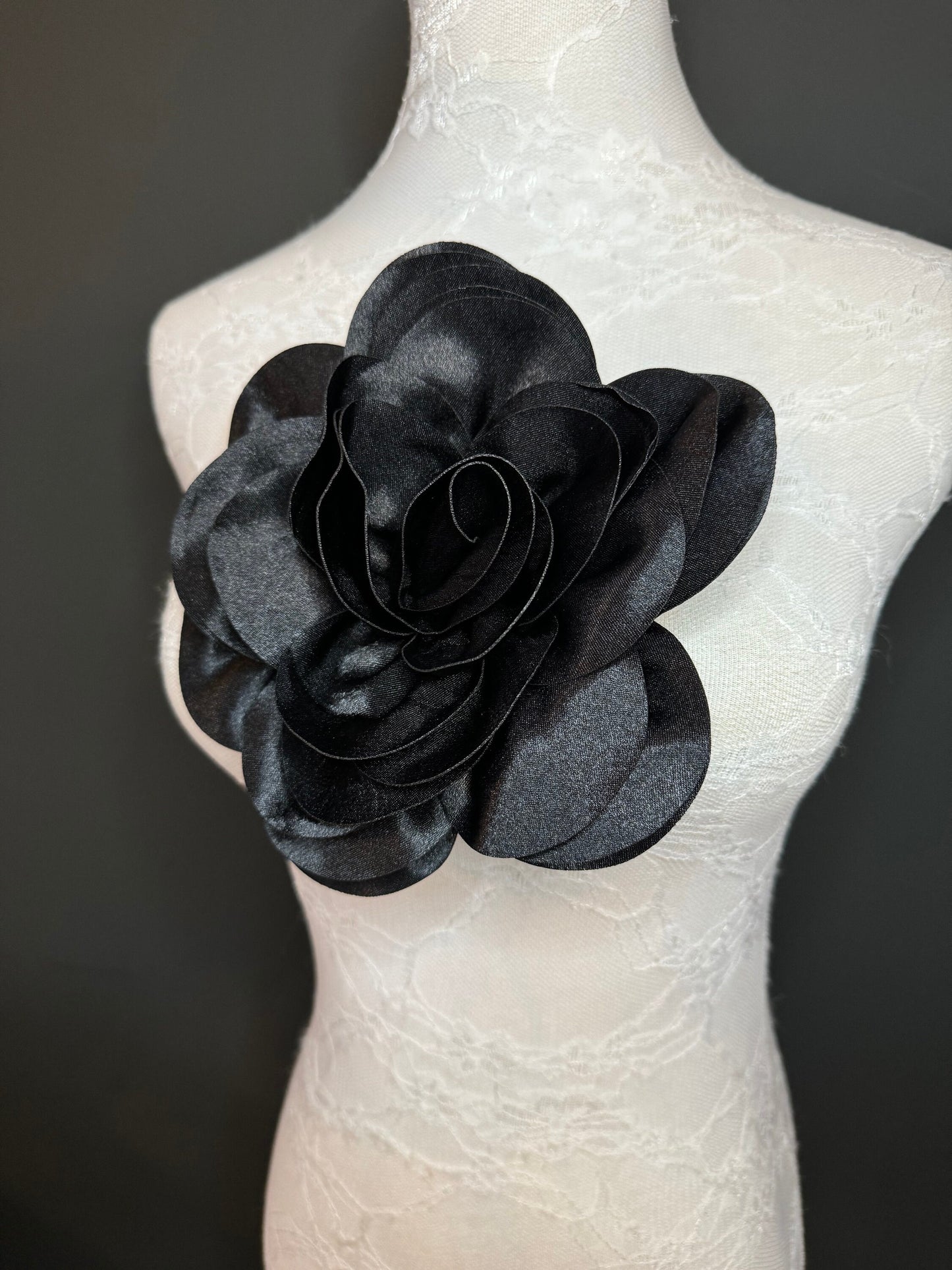 Large Corsage Flower, Black, Ivory, Wine, White, Blue, 7”, 18cm Wide, Large Pin on Corsage, Bridal, Clothing, Accessory, Fashion, FAN Design