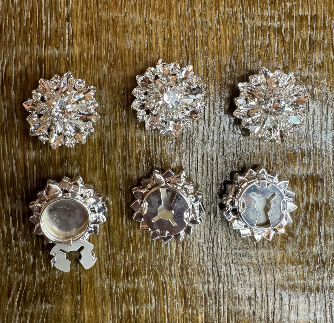Button Covers, Jewel & Diamanté Rhinestone, Silver finish, 27mm Size