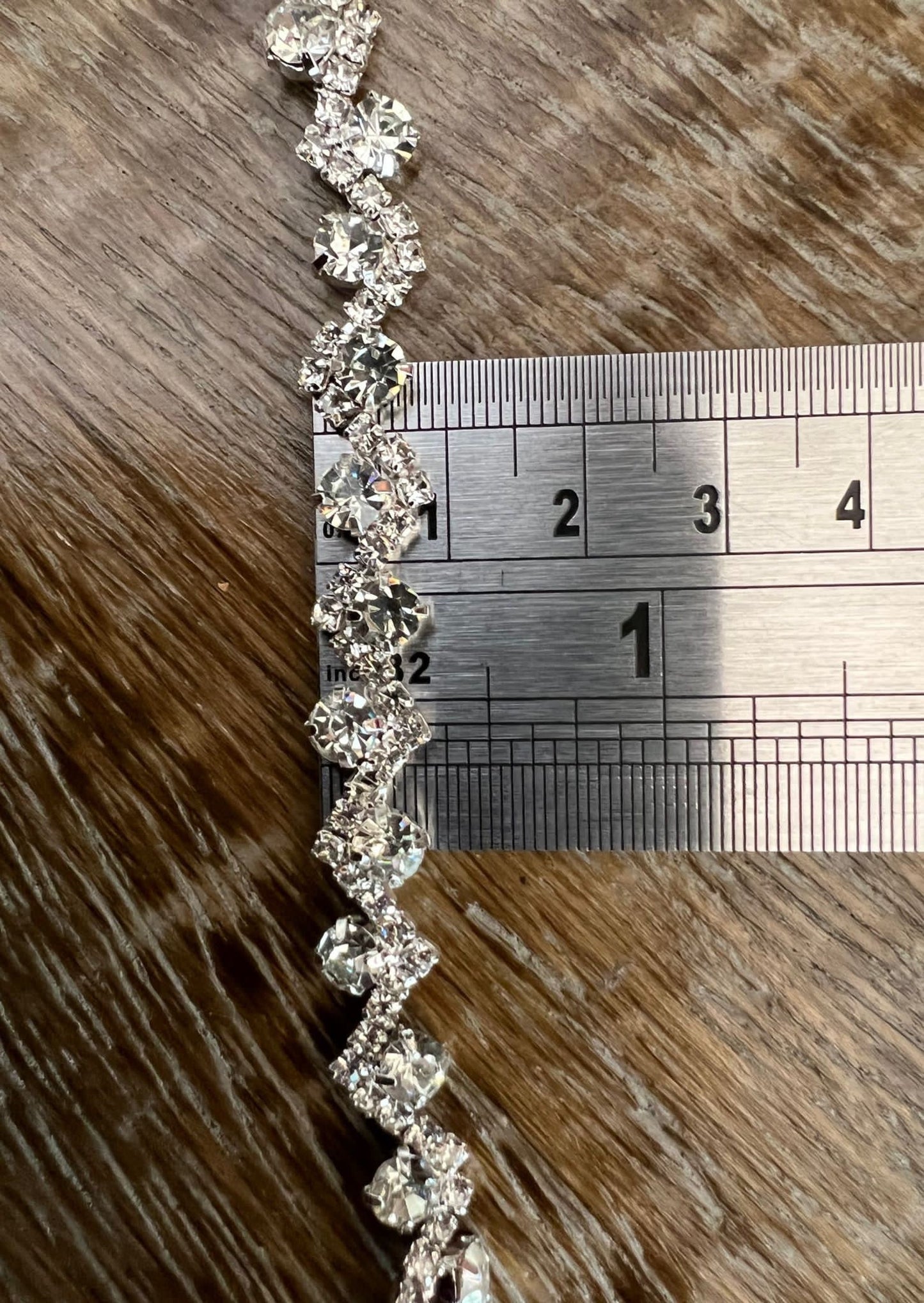 Rhinestone Diamanté, Wavy Chain Trim, Beaded Applique For Wedding Dress, Dancer, Prom, Dresses, Bridal Belt, Bridal Garter, Silver