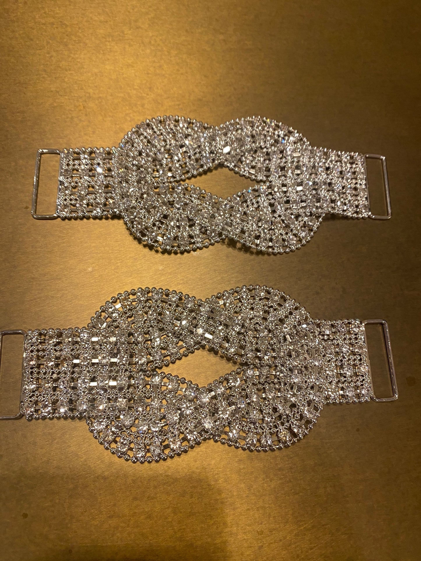 Handmade Diamanté Rhinestone Buckle, Silver Bridal Wear (5” Long)