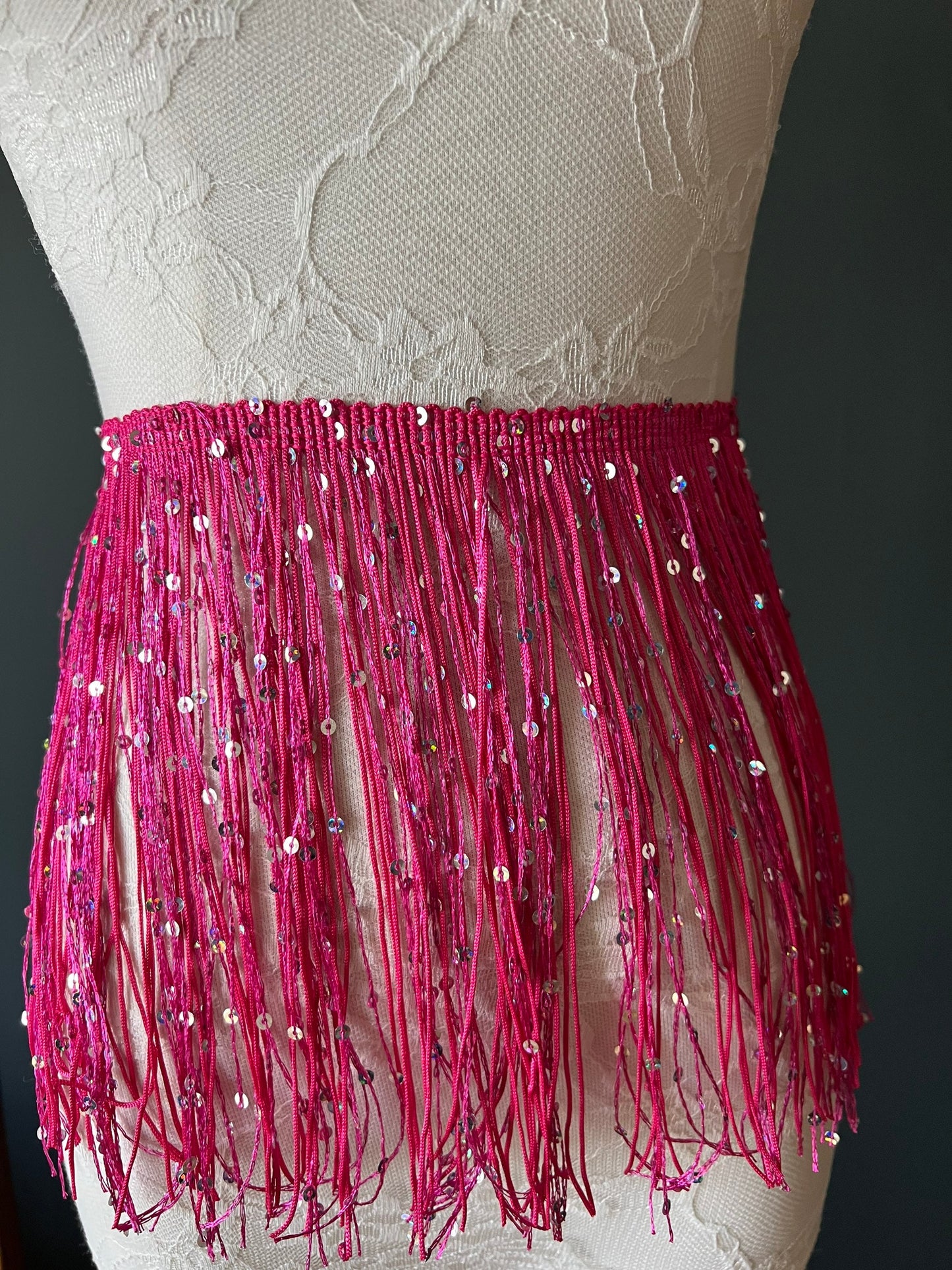 Royal Blue Sequin Fringe Trim, 8 Inch, 20cm, Costume Embellishment, 12 Colours