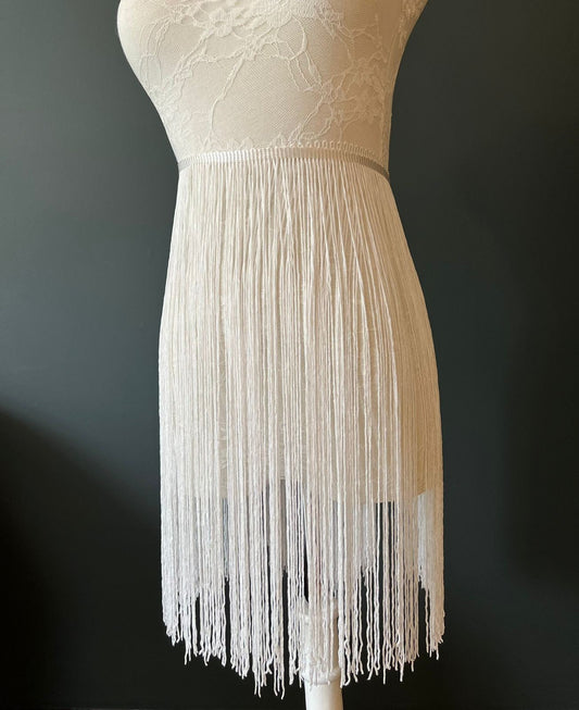 Ivory Fringe Trim, Dense Quality, 19" Drop