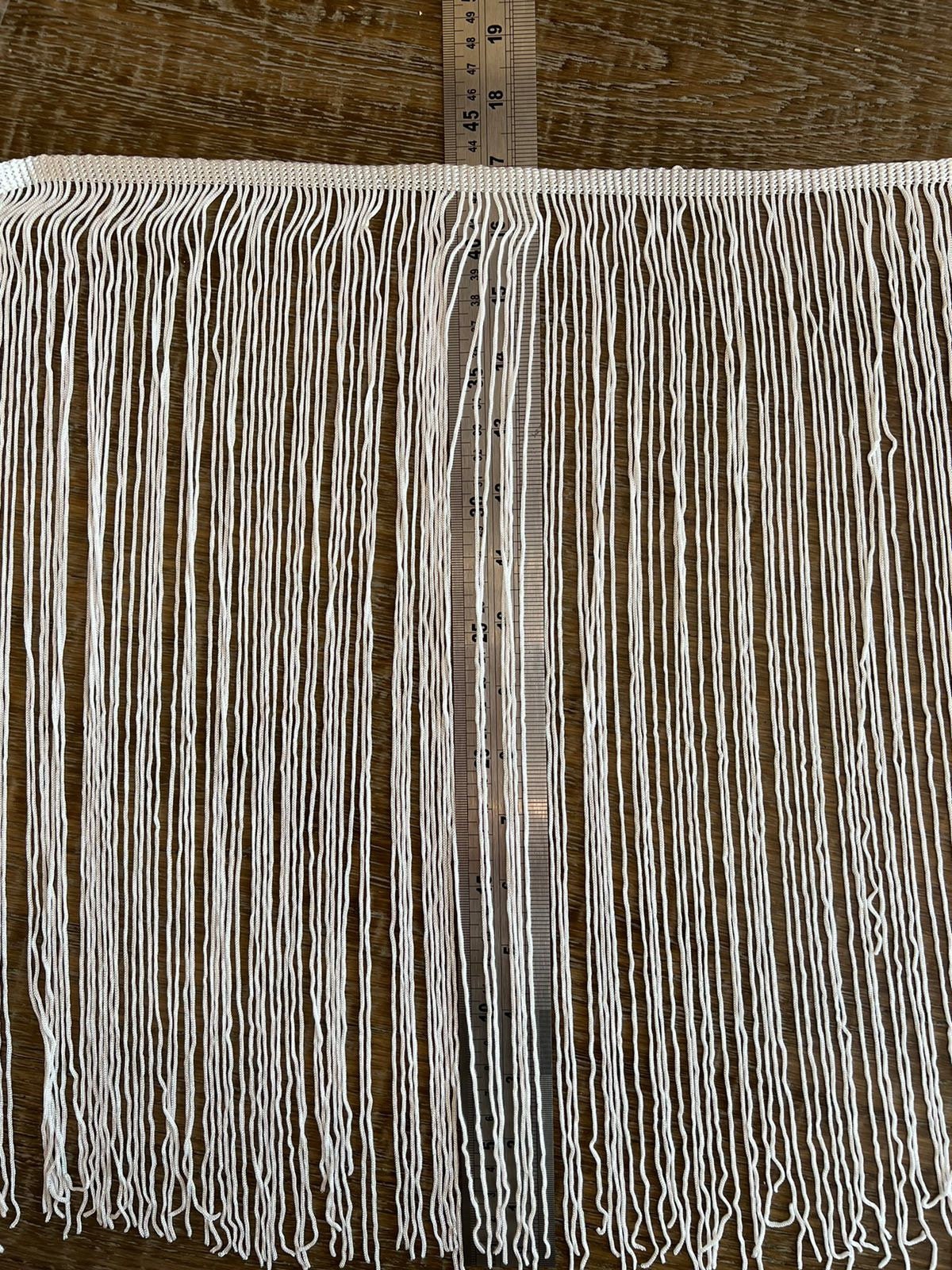Ivory Fringe Trim, Dense Quality, 19" Drop