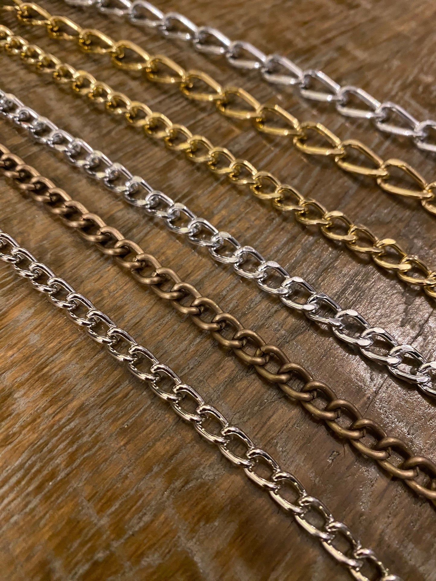 Lightweight Aluminum Metal Chain, Gold, Silver, Antique Brass, Per Metre