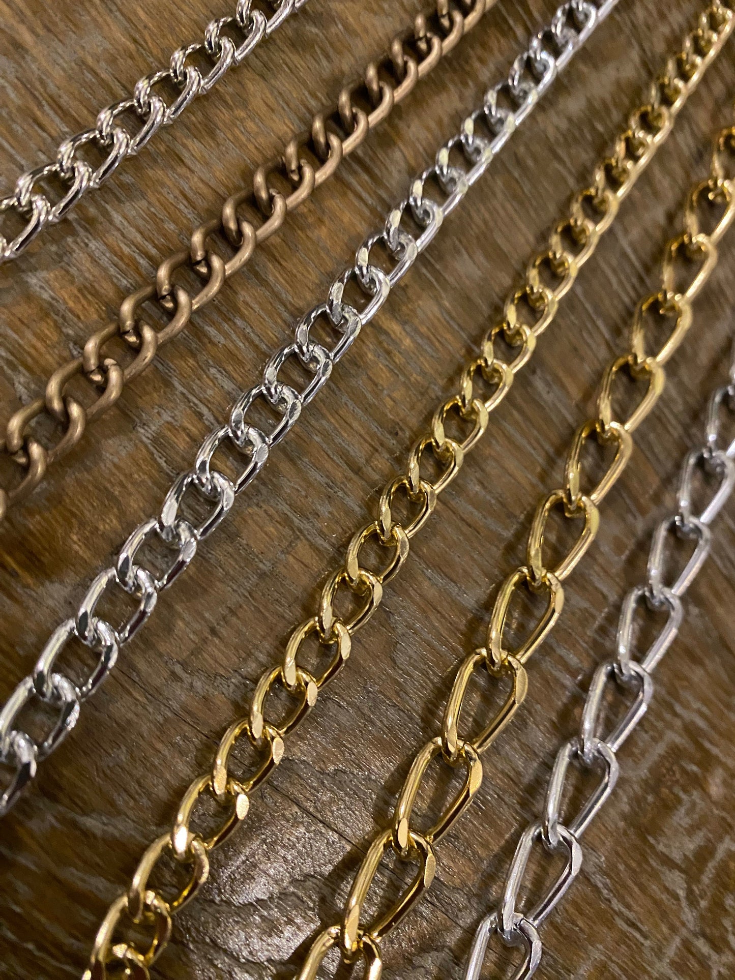 Lightweight Aluminum Metal Chain, Gold, Silver, Antique Brass, Per Metre