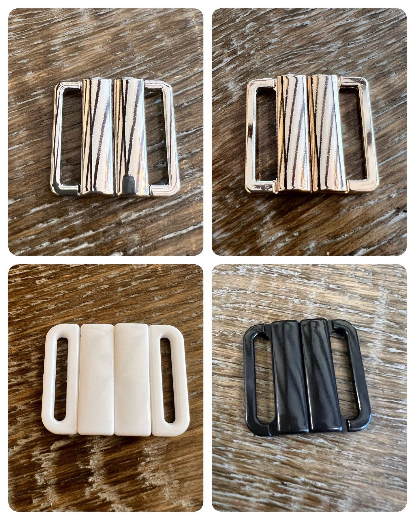 30mm Buckle, Two Part Buckle, Light Gold, Silver, White, Swimwear Buckle, High Quality, Shiny Finish, Metal Buckle, Plastic Buckle
