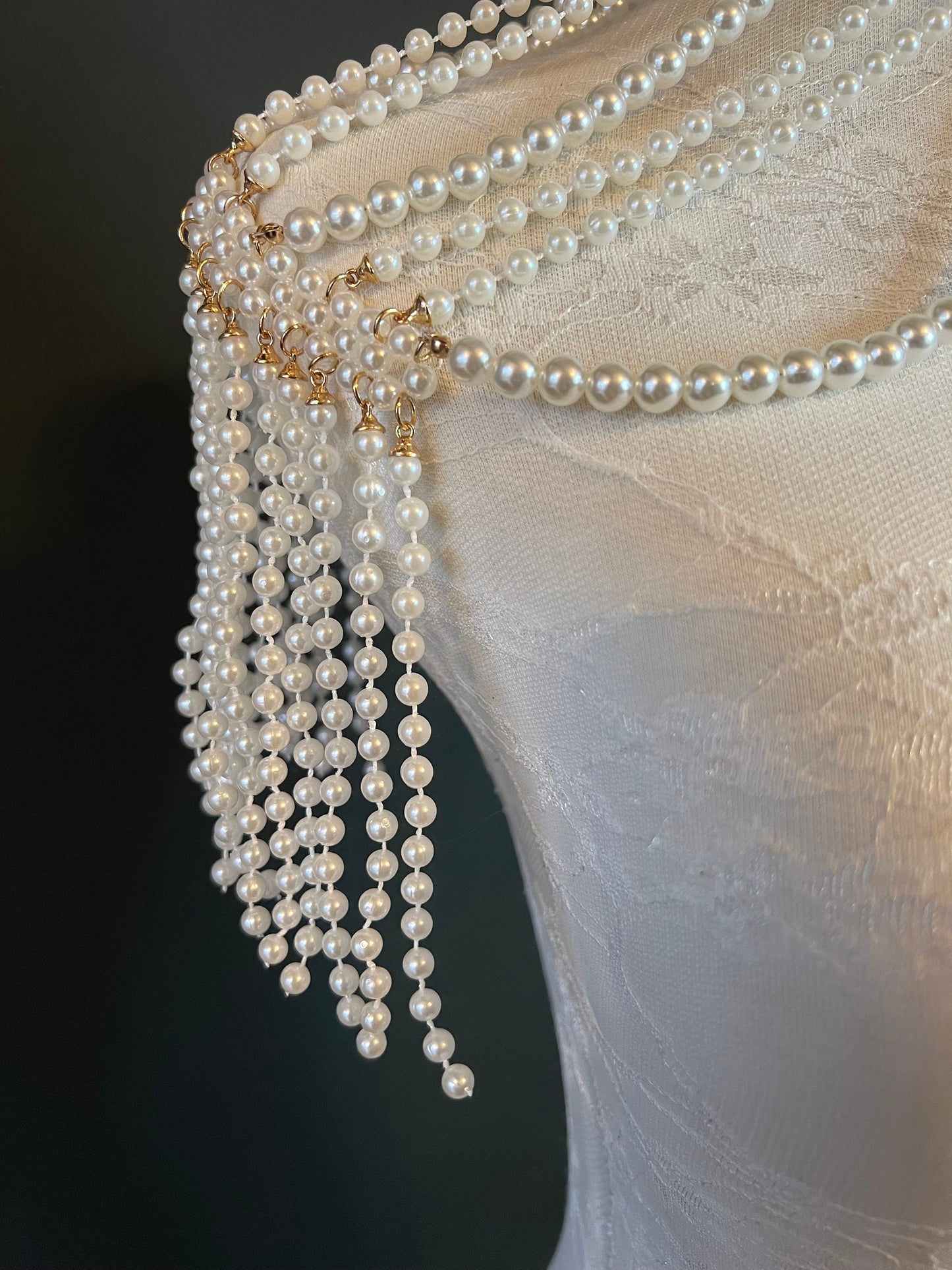 Handmade Pearl Shoulder Chain, Bridal Body Jewelry
