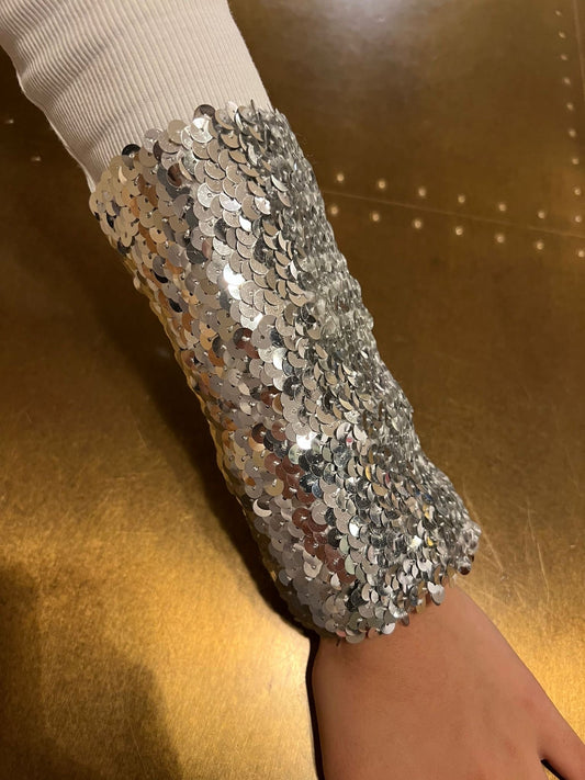 Stretch Sequin Cuff: Handmade Elastic Sparkle Band (14cm Wide)