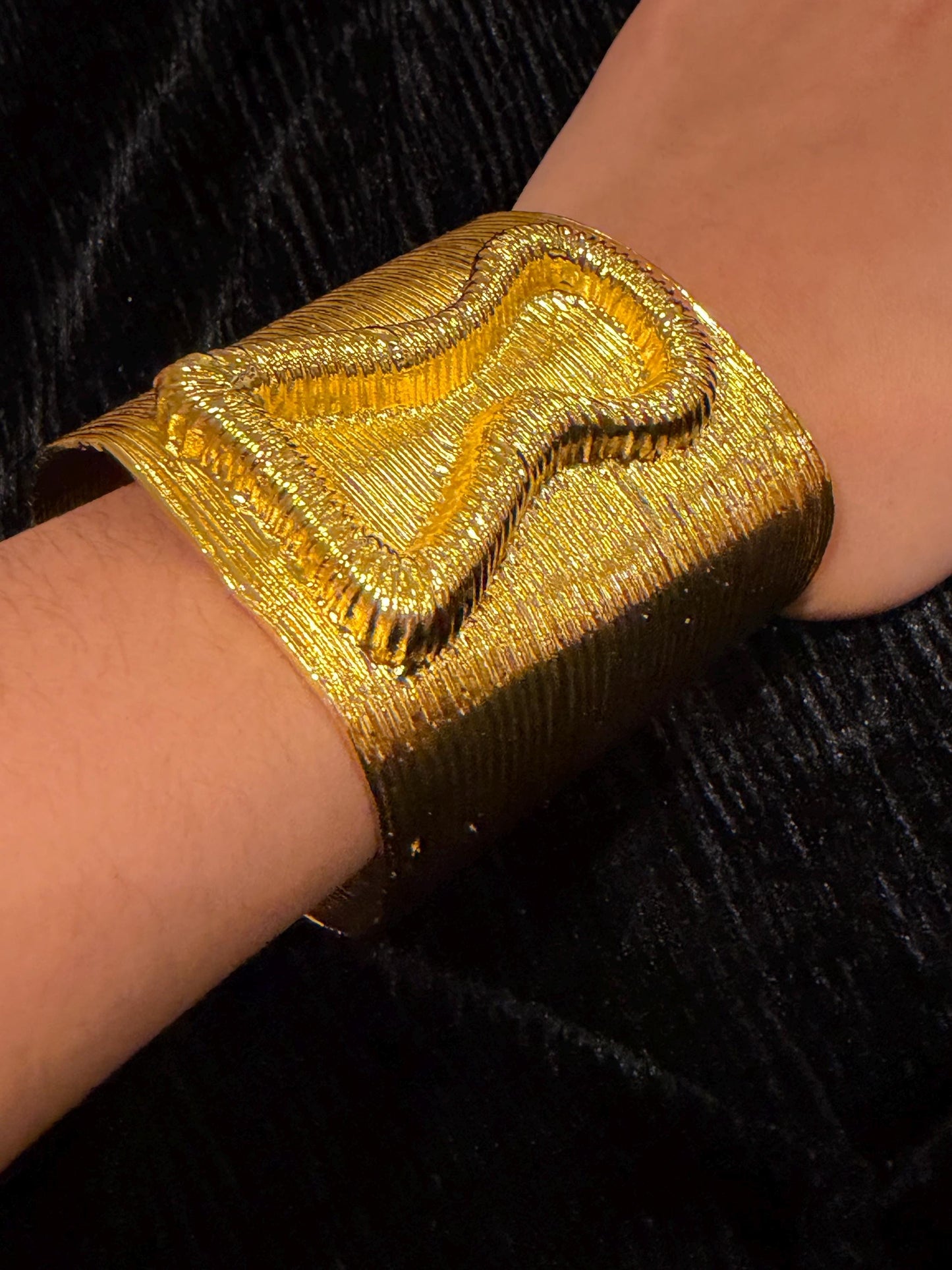 Gold Cuff Bangle, Keyhole Design Bangle, Gold Metal