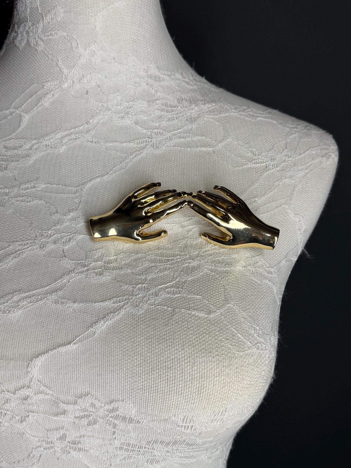 Gold or Silver Metal Hand Brooch, 4inch