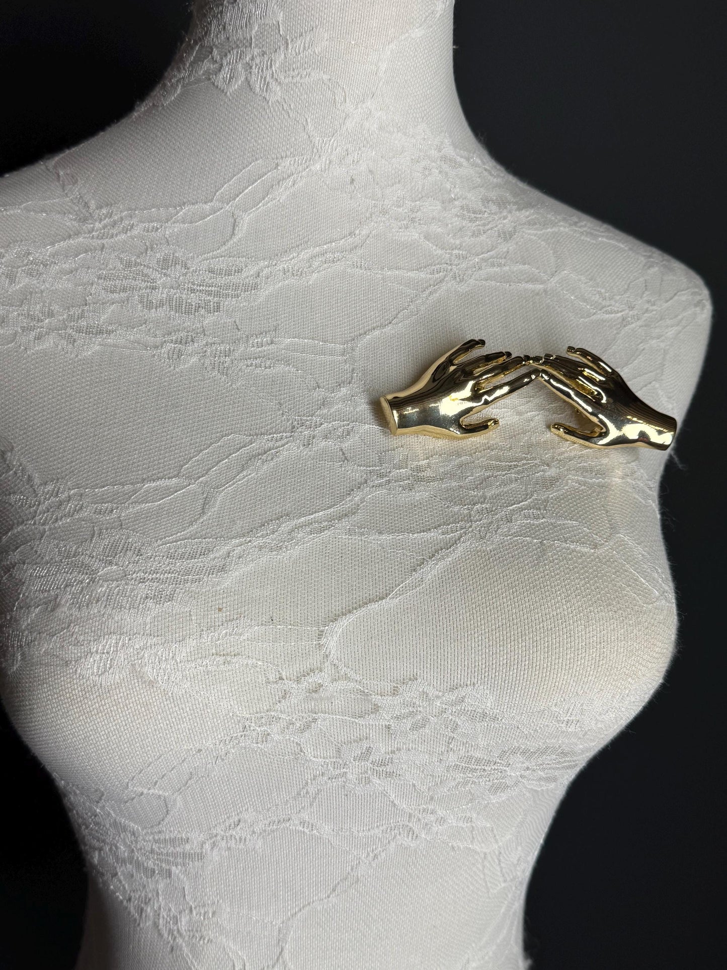 Gold or Silver Metal Hand Brooch, 4inch