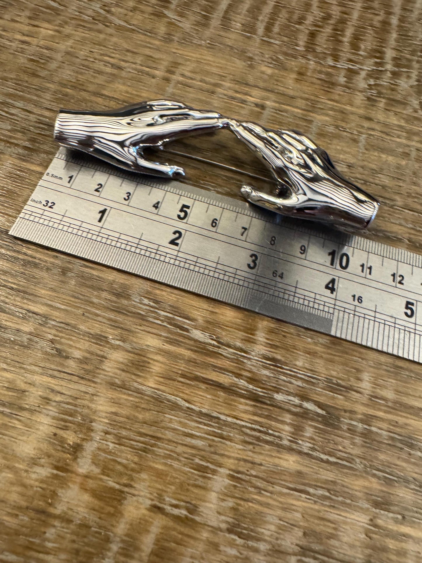 Gold or Silver Metal Hand Brooch, 4inch