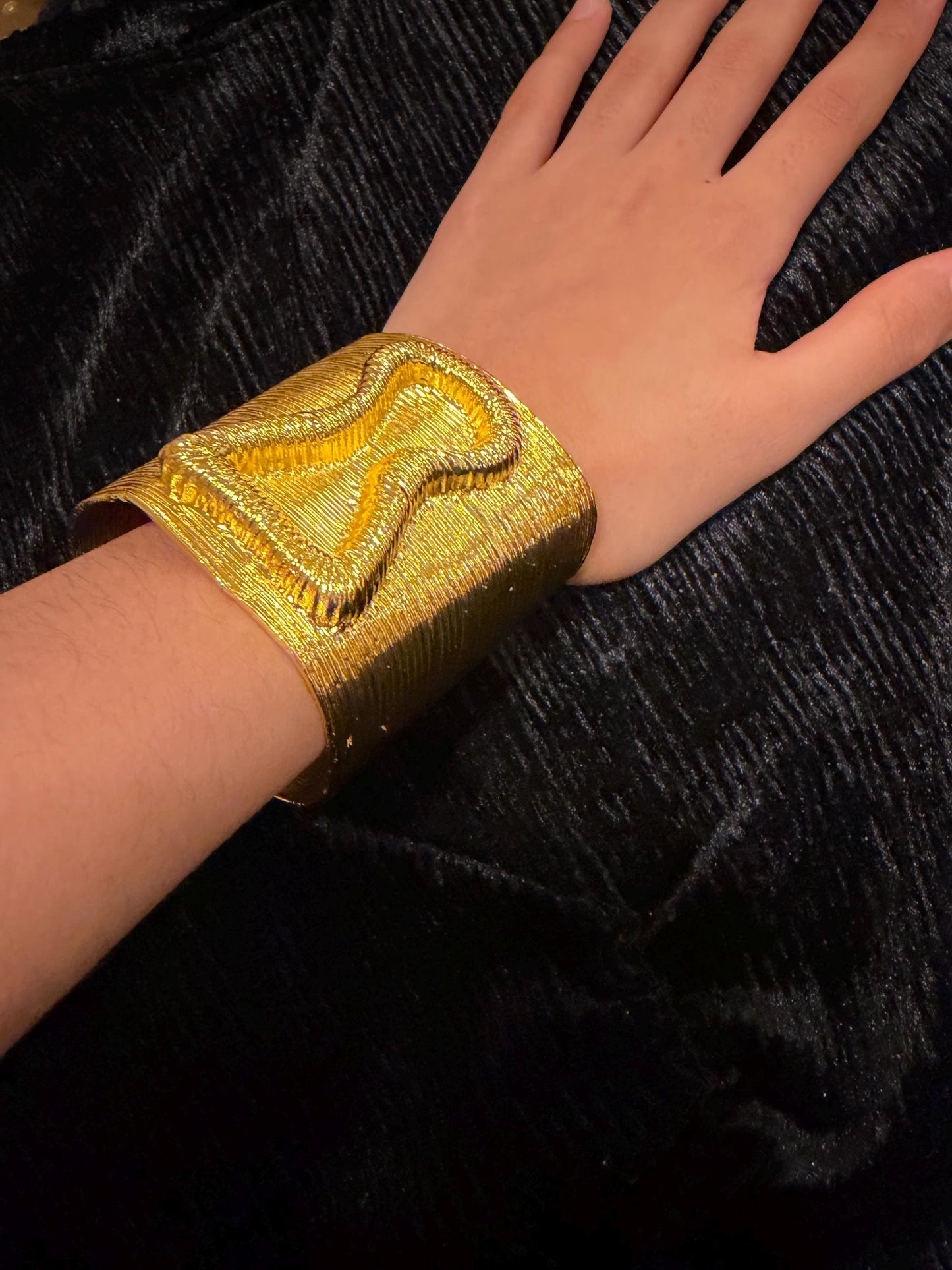 Gold Cuff Bangle, Keyhole Design Bangle, Gold Metal