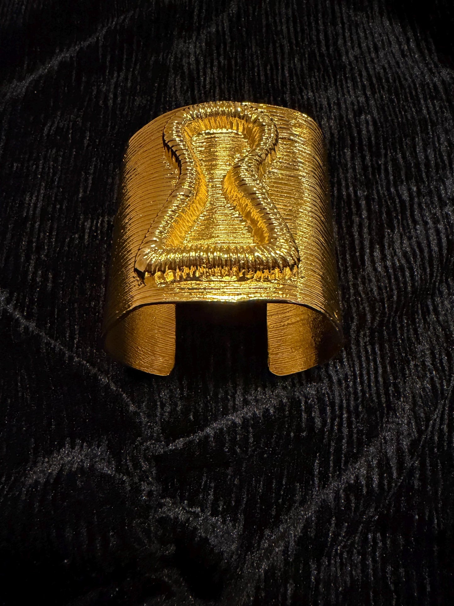 Gold Cuff Bangle, Keyhole Design Bangle, Gold Metal