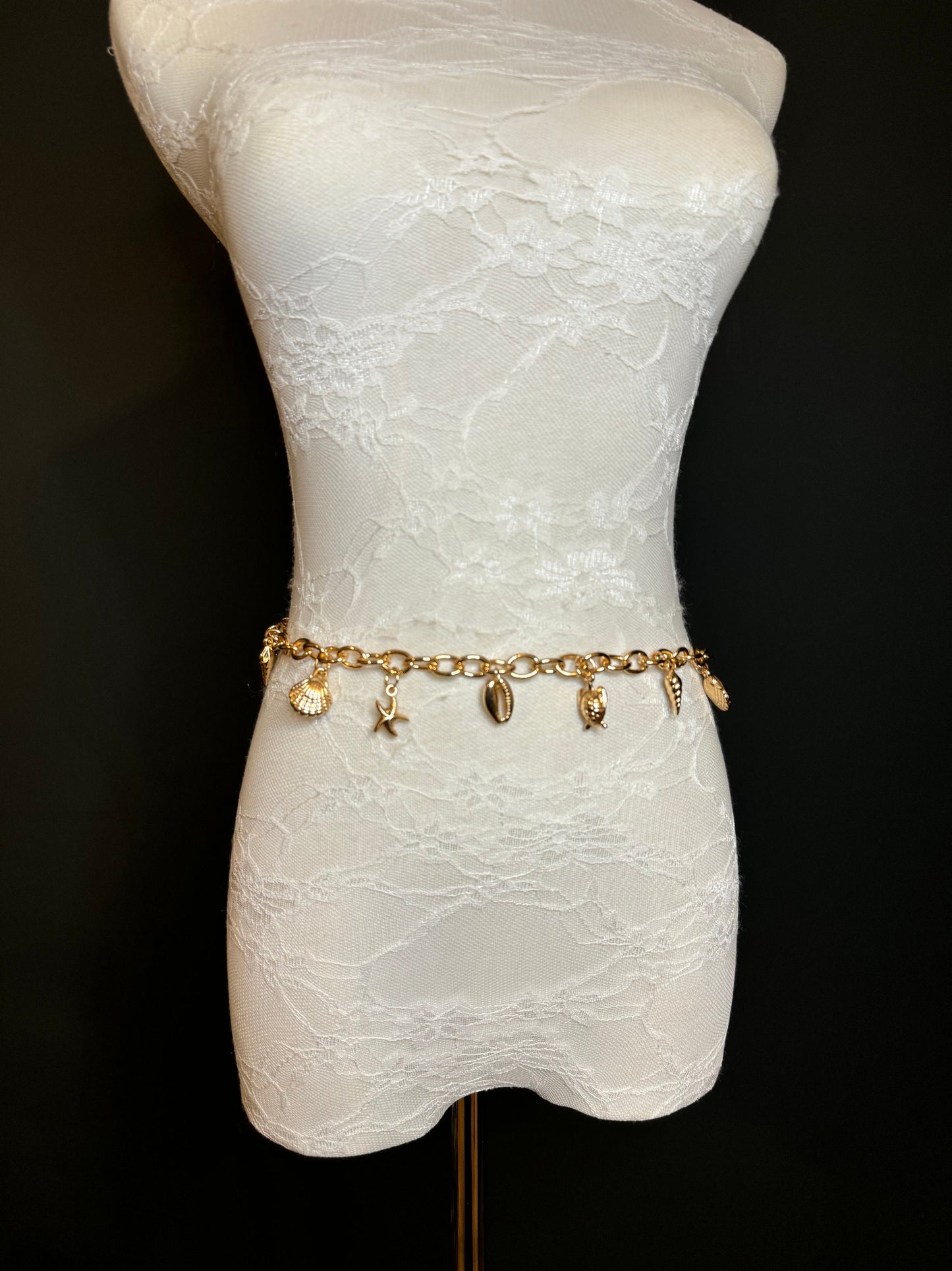 X-long Belt, Starfish, Beads, High Quality Belt, Chain Belt, Fashion Belt, Silver, Gold, Sizes 18”-60”, FAN Design, Gift, Beach, Resort