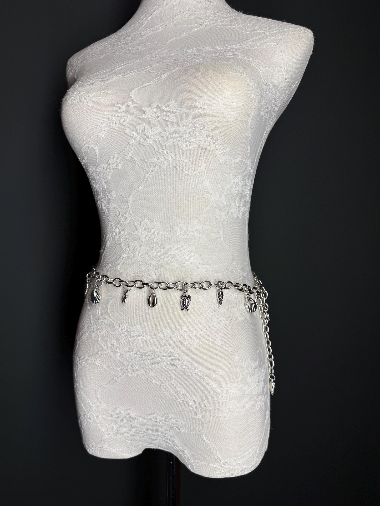 X-long Belt, Starfish, Beads, High Quality Belt, Chain Belt, Fashion Belt, Silver, Gold, Sizes 18”-60”, FAN Design, Gift, Beach, Resort