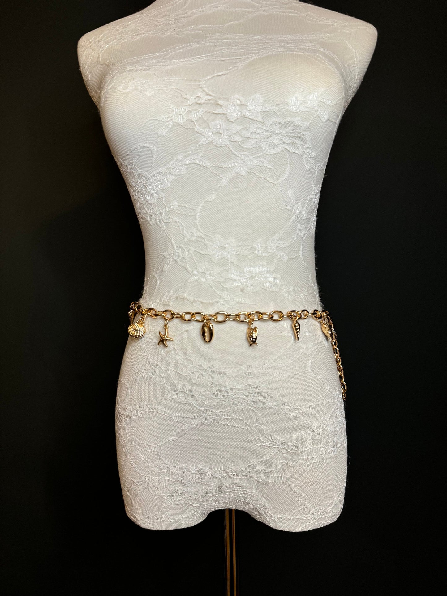 X-long Belt, Starfish, Beads, High Quality Belt, Chain Belt, Fashion Belt, Silver, Gold, Sizes 18”-60”, FAN Design, Gift, Beach, Resort