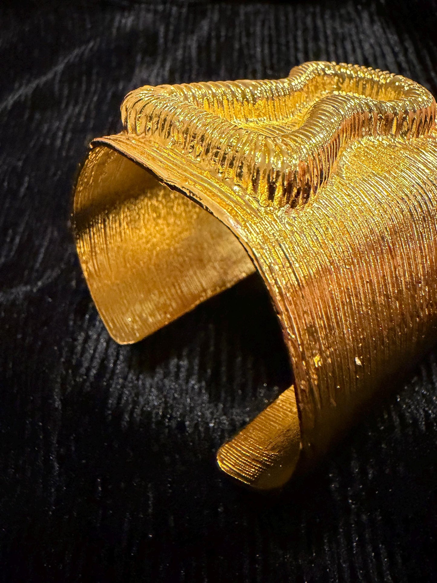 Gold Cuff Bangle, Keyhole Design Bangle, Gold Metal