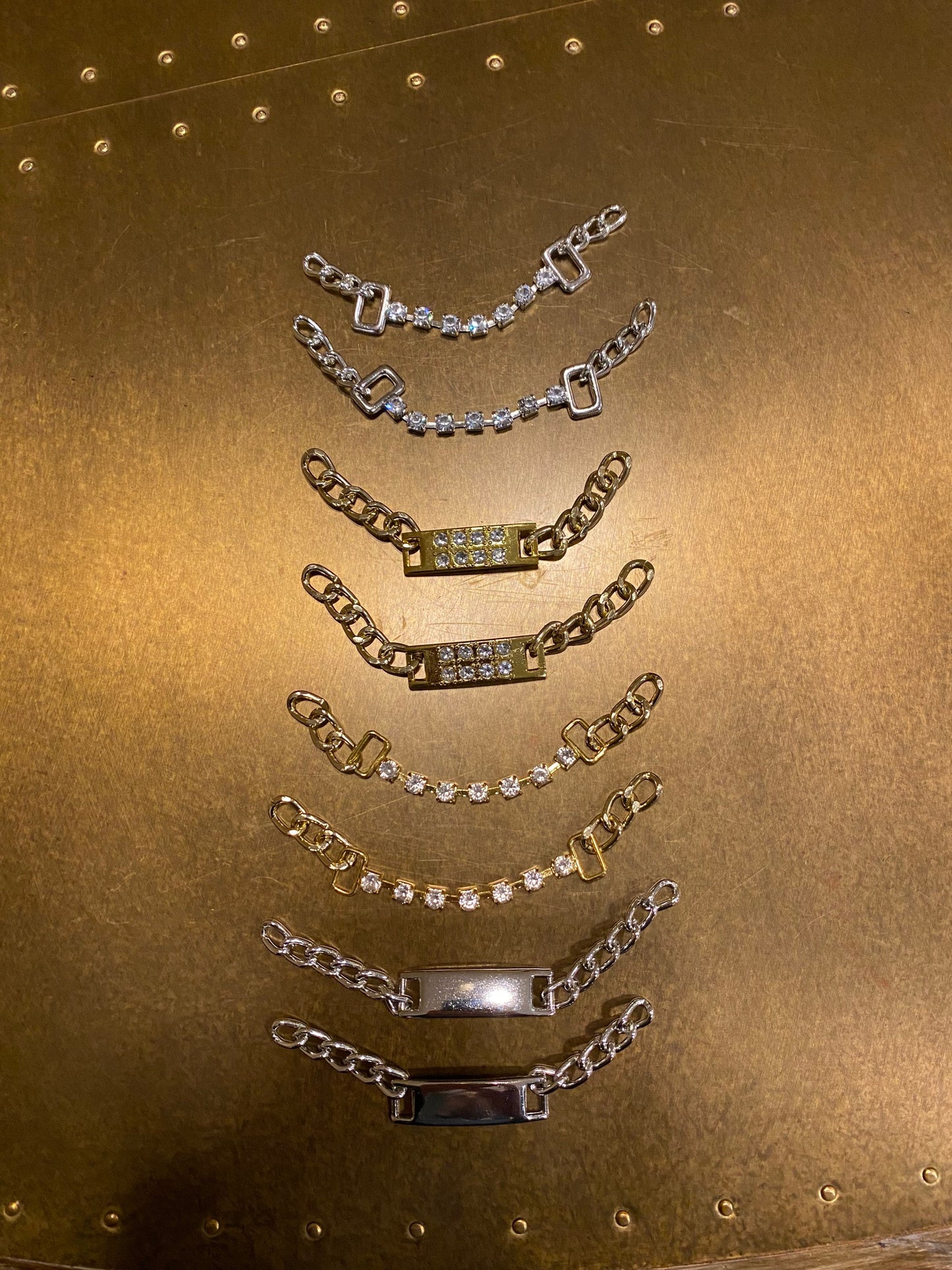 Silver Metal Sew On Coat Hanger Chain Loops, Strong Copper (7-9cm)