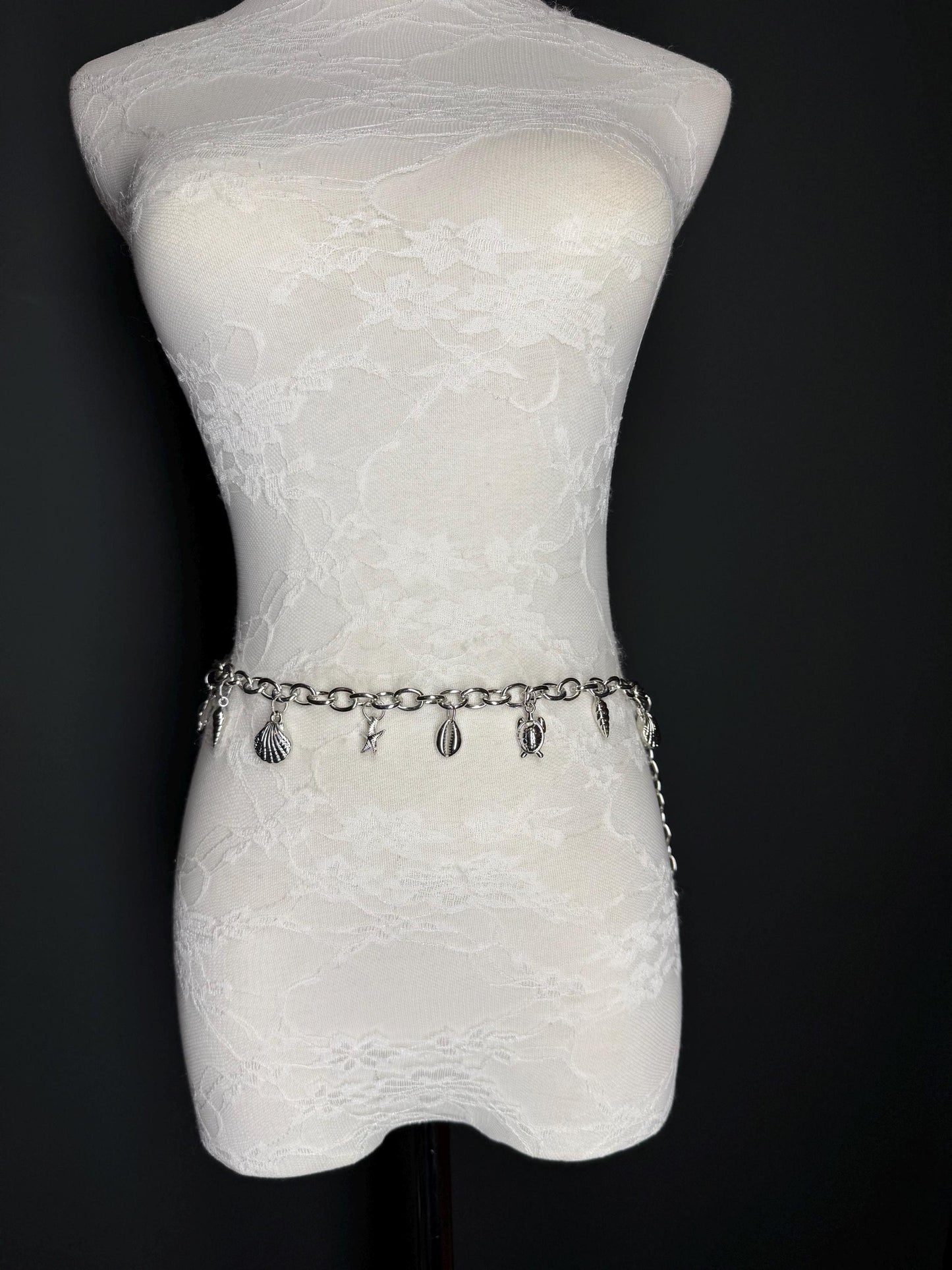 X-long Belt, Starfish, Beads, High Quality Belt, Chain Belt, Fashion Belt, Silver, Gold, Sizes 18”-60”, FAN Design, Gift, Beach, Resort