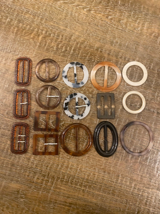 Buckles, Horn Buckles, Mock Tortoiseshell  Buckle, Round, Rectangle, Prong, Replacment Buckle, Dresses, Belts