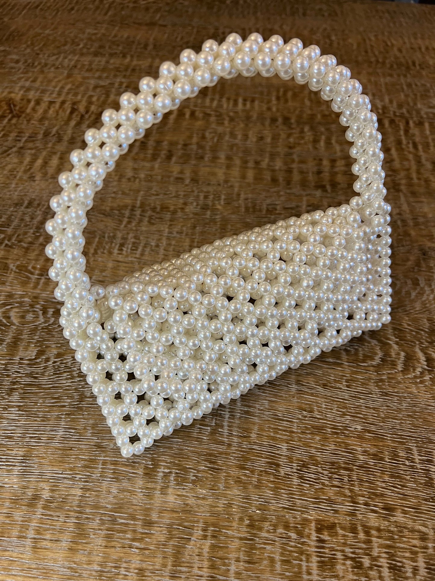 Handmade Beaded Handbag, Ivory Pearl, Mint Green, Fashion Accessory