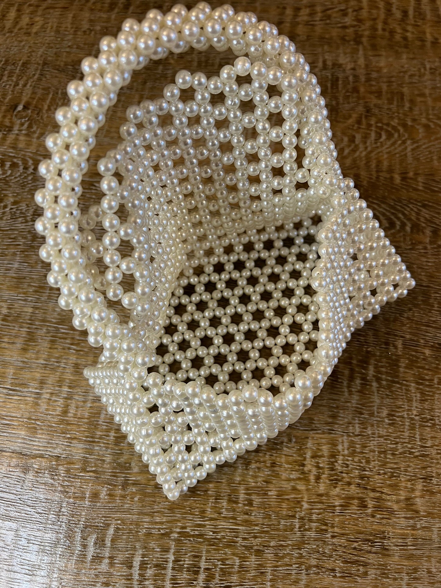 Handmade Beaded Handbag, Ivory Pearl, Mint Green, Fashion Accessory