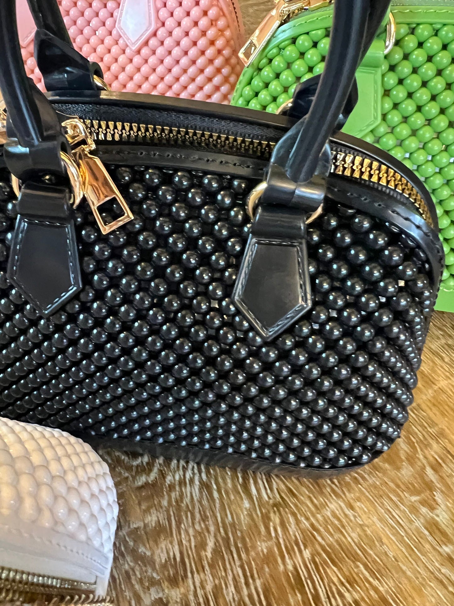 Handmade Beaded Handbag, Gold Chain Strap, FAN Apparel, 6 Colours