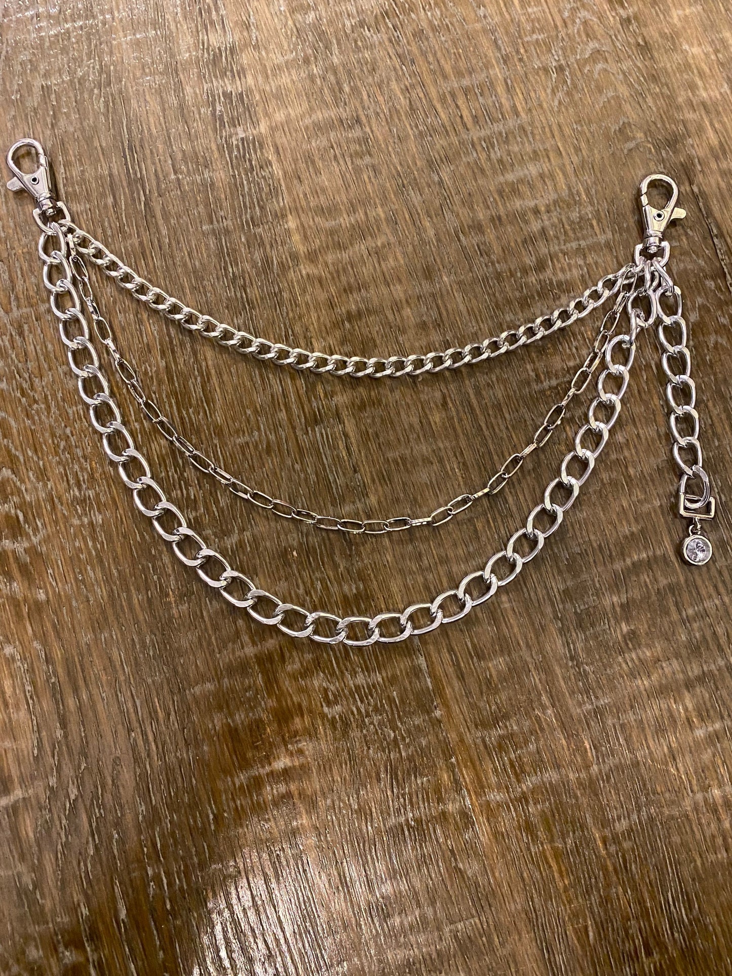 Layered Jeans Chains: Silver Street Fashion Accessory, 3 sizes