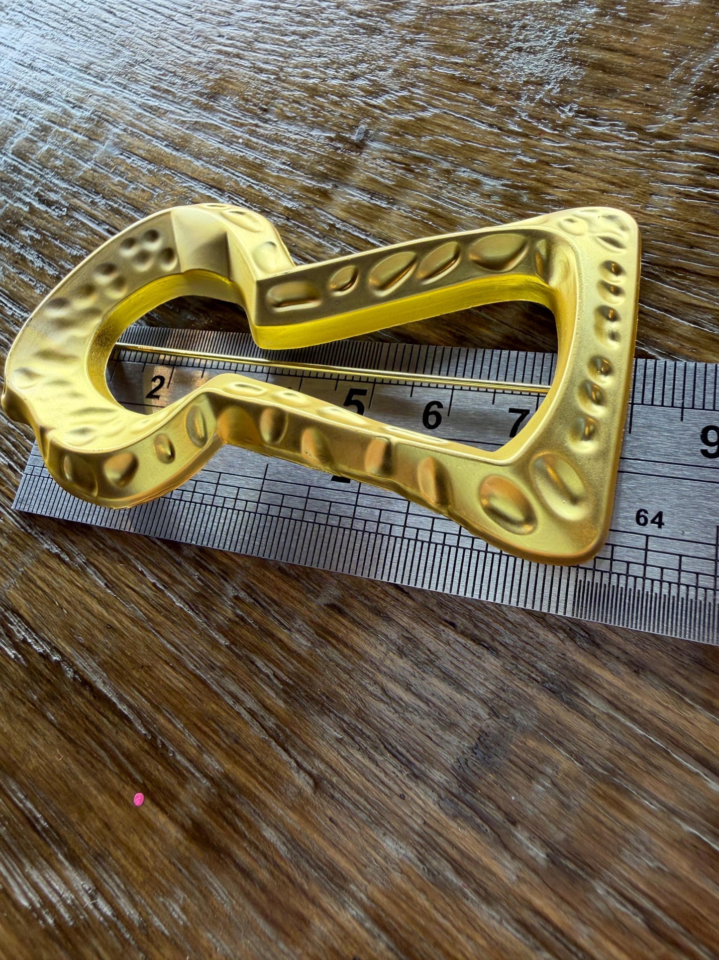 Large Gold Metal Keyhole Brooch, Statement Jewelry