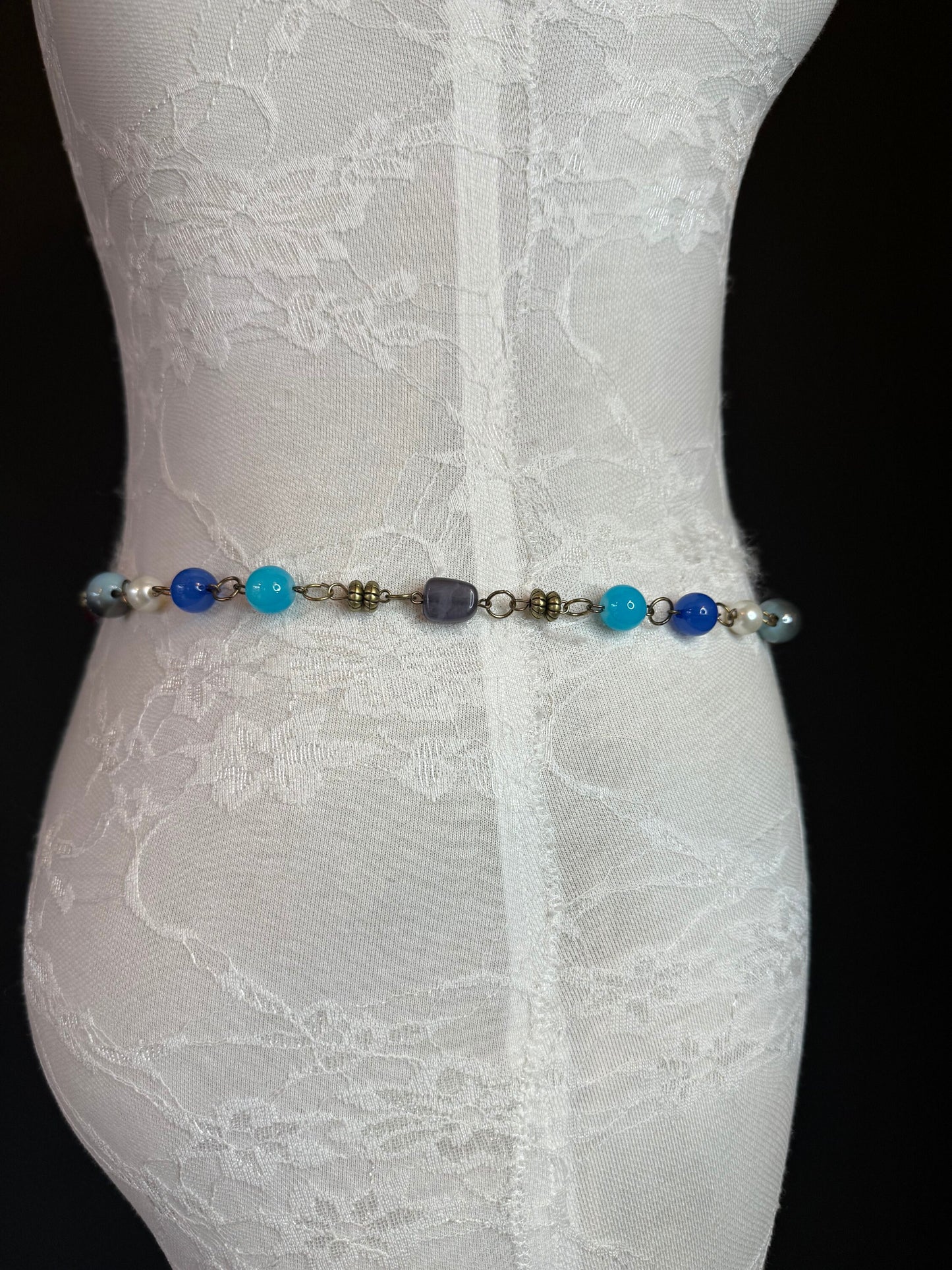 X-long Belt, Beaded Chain Belt, Multi colour Beads, FAN Design Belt, Handmade, Fashion Belt, Accessory, Swimwear, Teen, Plus Sizes, 18”-70”