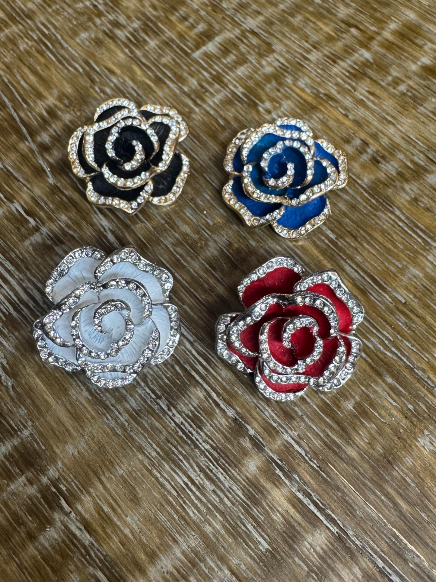 Rhinestone Rose Brooch, Diamanté Brooches, Diamanté Brooch, Black, Jewel Brooch, Gift, Quality Brooch, 3.5cm, Pin on Brooch,1.5” Size Brooch