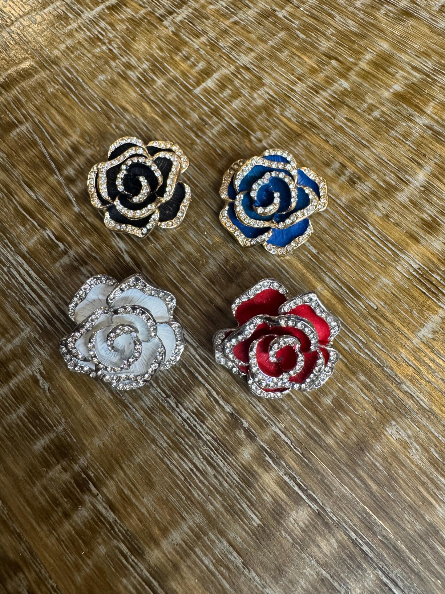Rhinestone Rose Brooch, Diamanté Brooches, Diamanté Brooch, Black, Jewel Brooch, Gift, Quality Brooch, 3.5cm, Pin on Brooch,1.5” Size Brooch