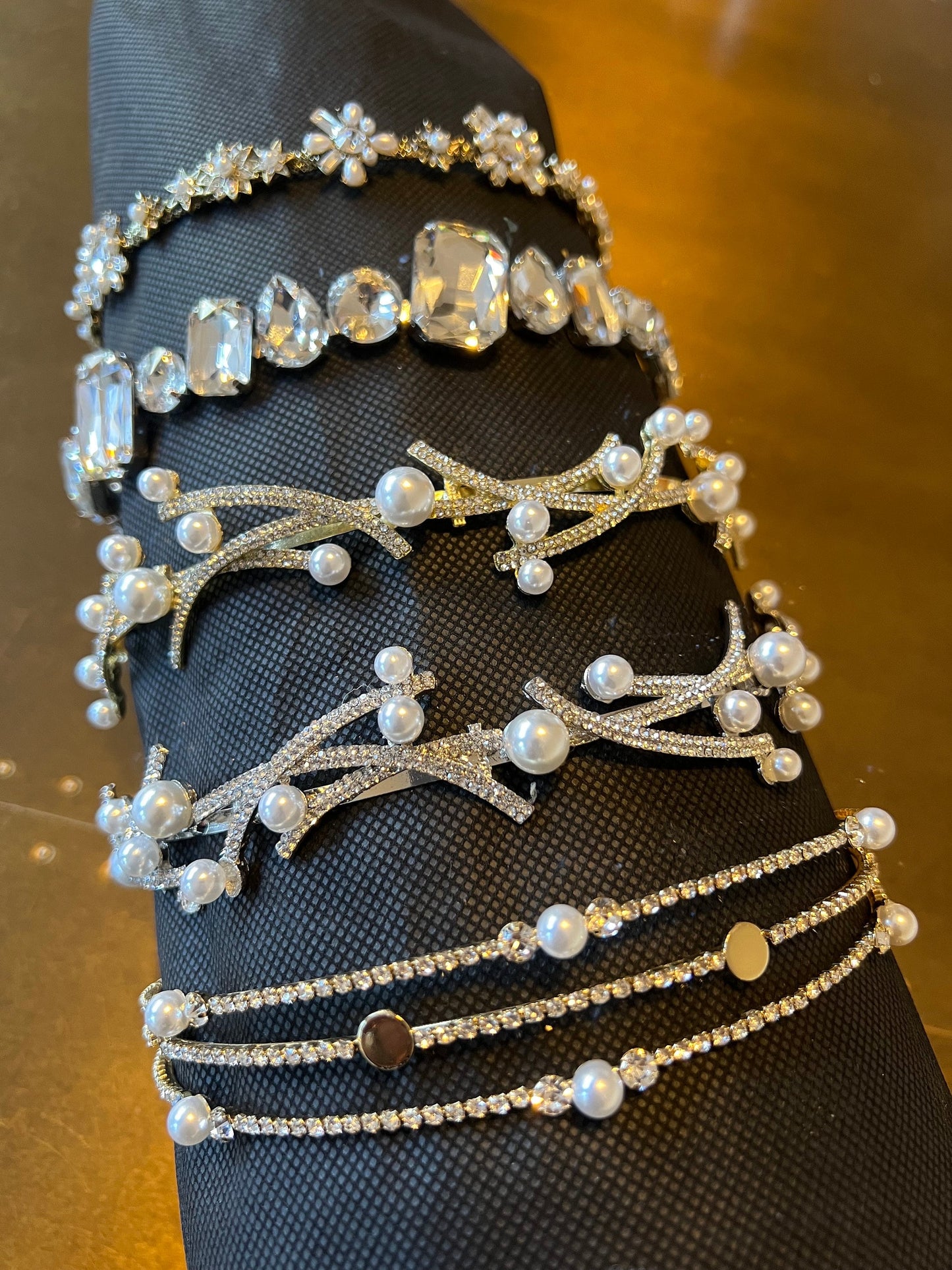 Rhinestone Bridal Headband, Jeweled Wedding Hair Accessory, FAN Design