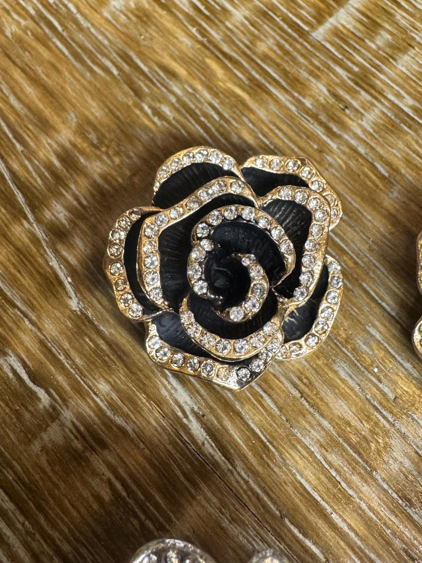 Rhinestone Rose Brooch, Diamanté Brooches, Diamanté Brooch, Black, Jewel Brooch, Gift, Quality Brooch, 3.5cm, Pin on Brooch,1.5” Size Brooch