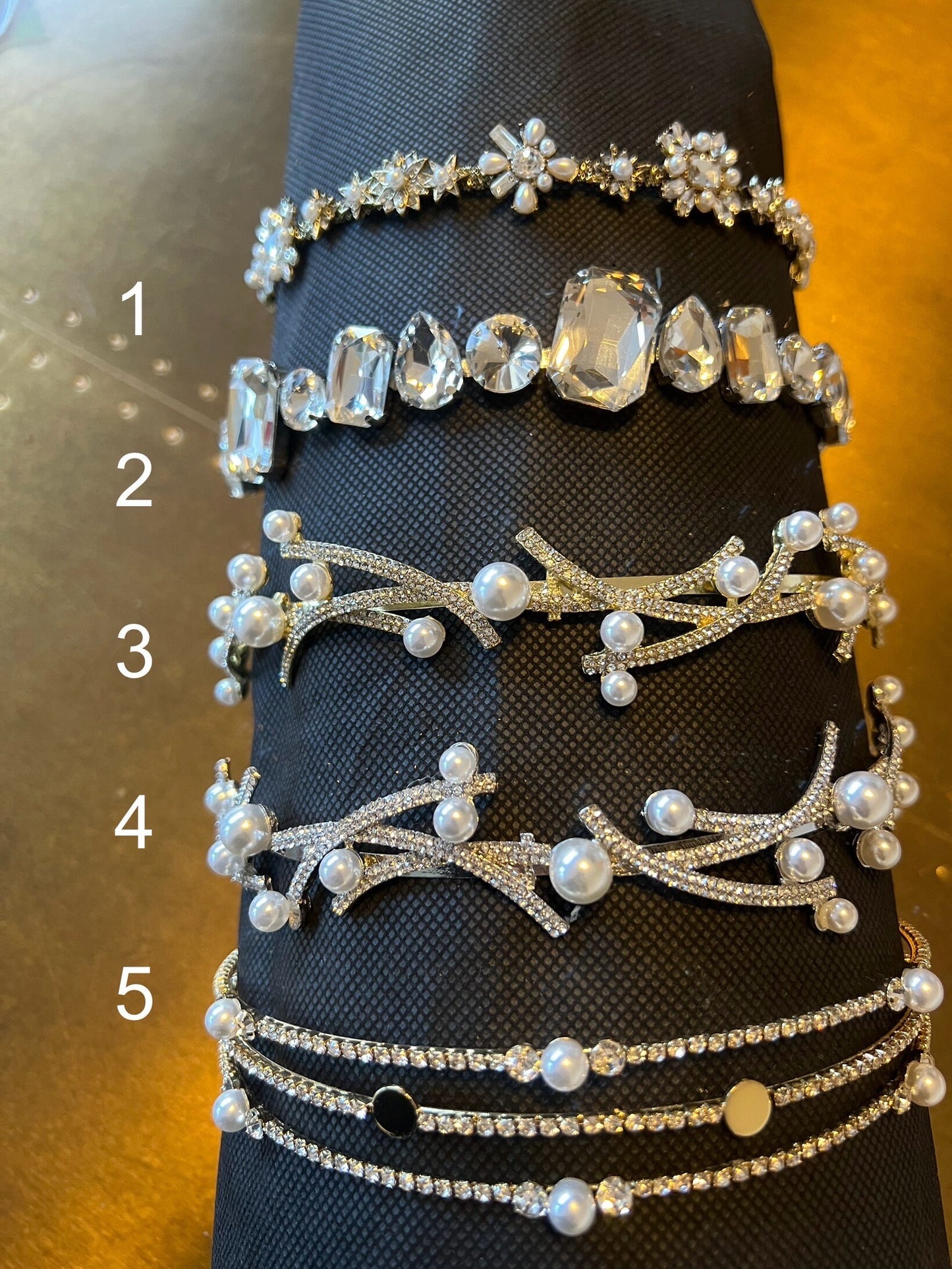 Rhinestone Bridal Headband, Jeweled Wedding Hair Accessory, FAN Design