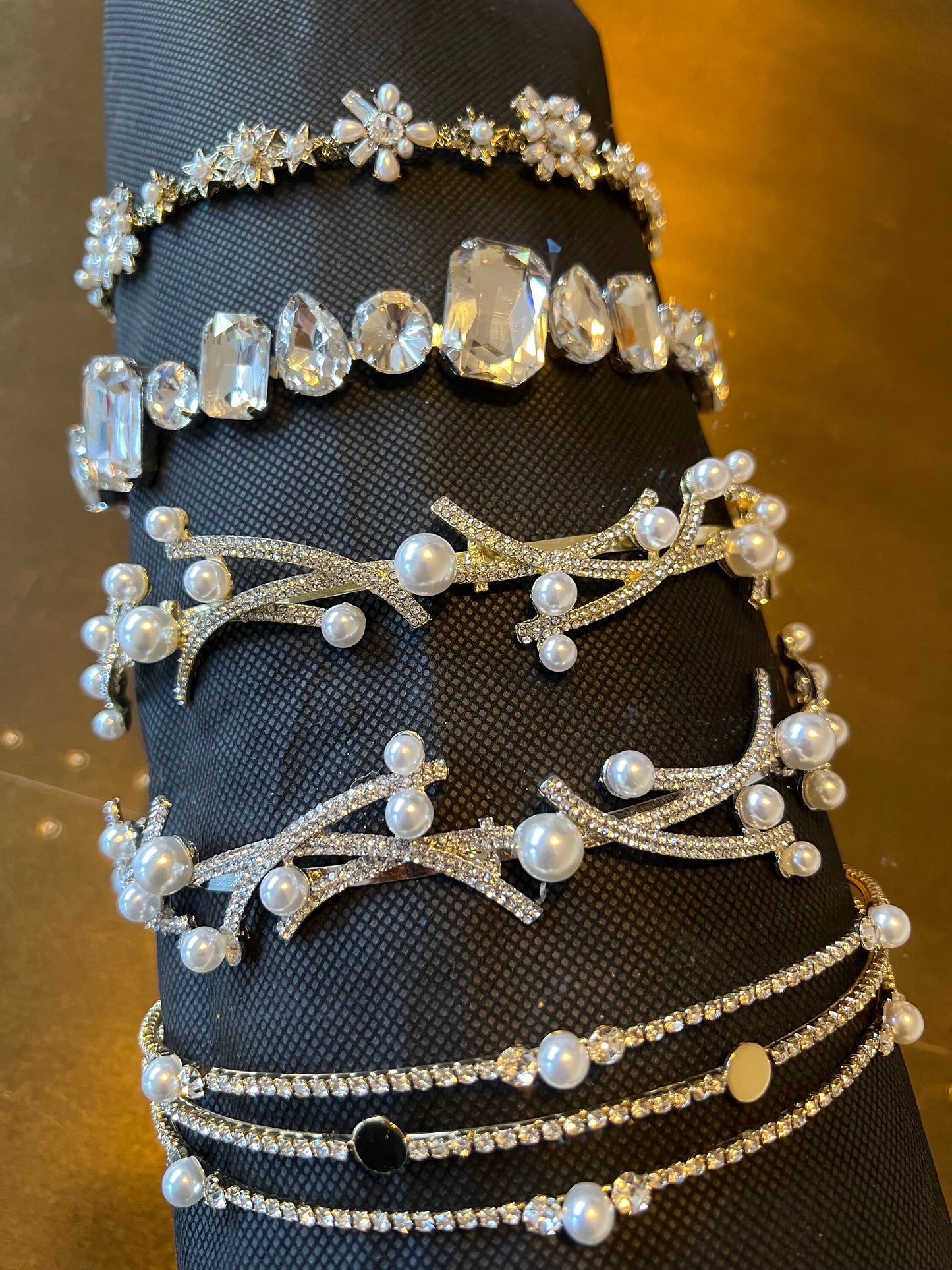 Rhinestone Bridal Headband, Jeweled Wedding Hair Accessory, FAN Design