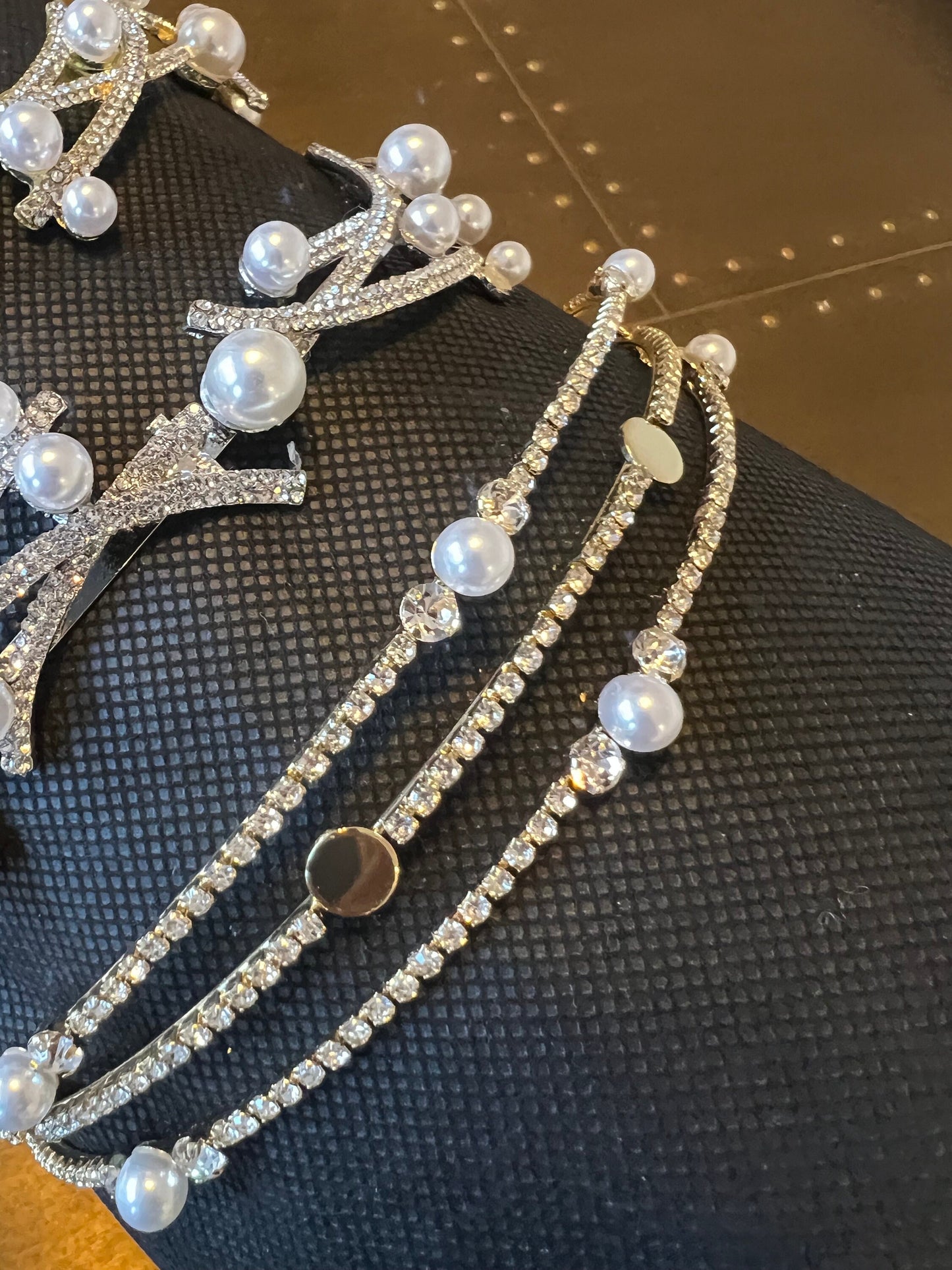 Rhinestone Bridal Headband, Jeweled Wedding Hair Accessory, FAN Design