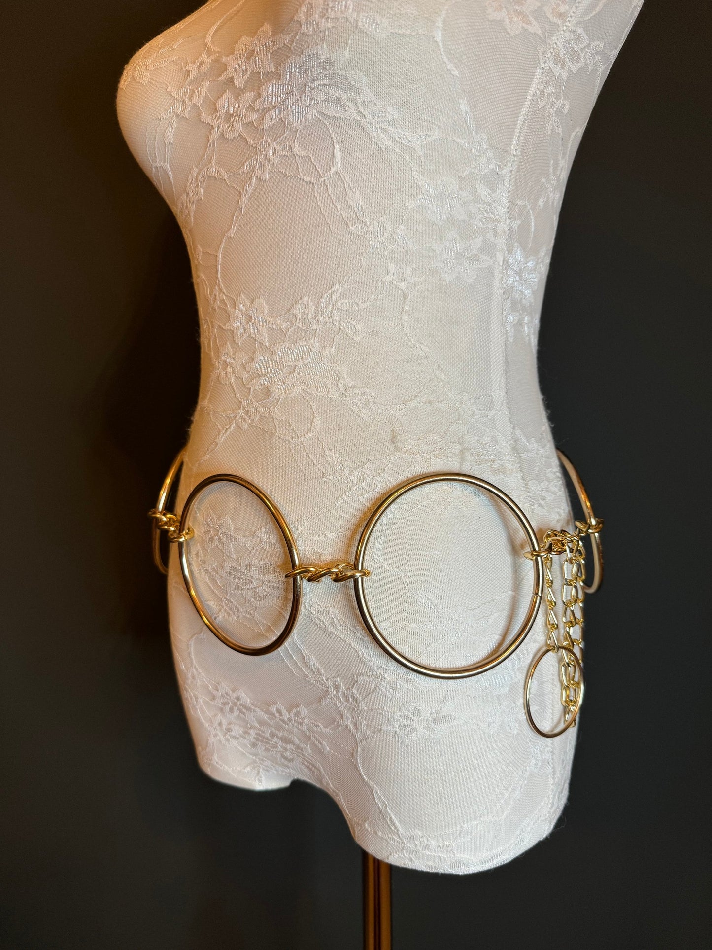 X-long, 4” Metal Ring Belt, Gold Metal Ring Belt, Extra Wide, FAN Design, Oversized Ring Belt, Fashion Belt, Couture Deisgn, FAN Fashion