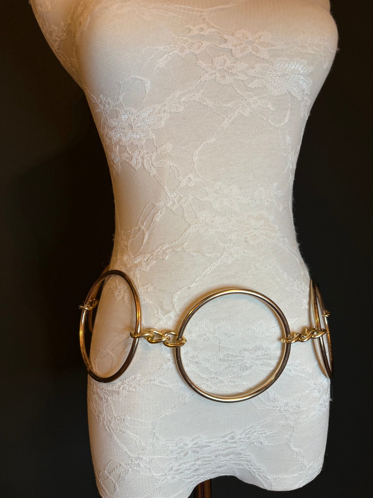 X-long, 4” Metal Ring Belt, Gold Metal Ring Belt, Extra Wide, FAN Design, Oversized Ring Belt, Fashion Belt, Couture Deisgn, FAN Fashion