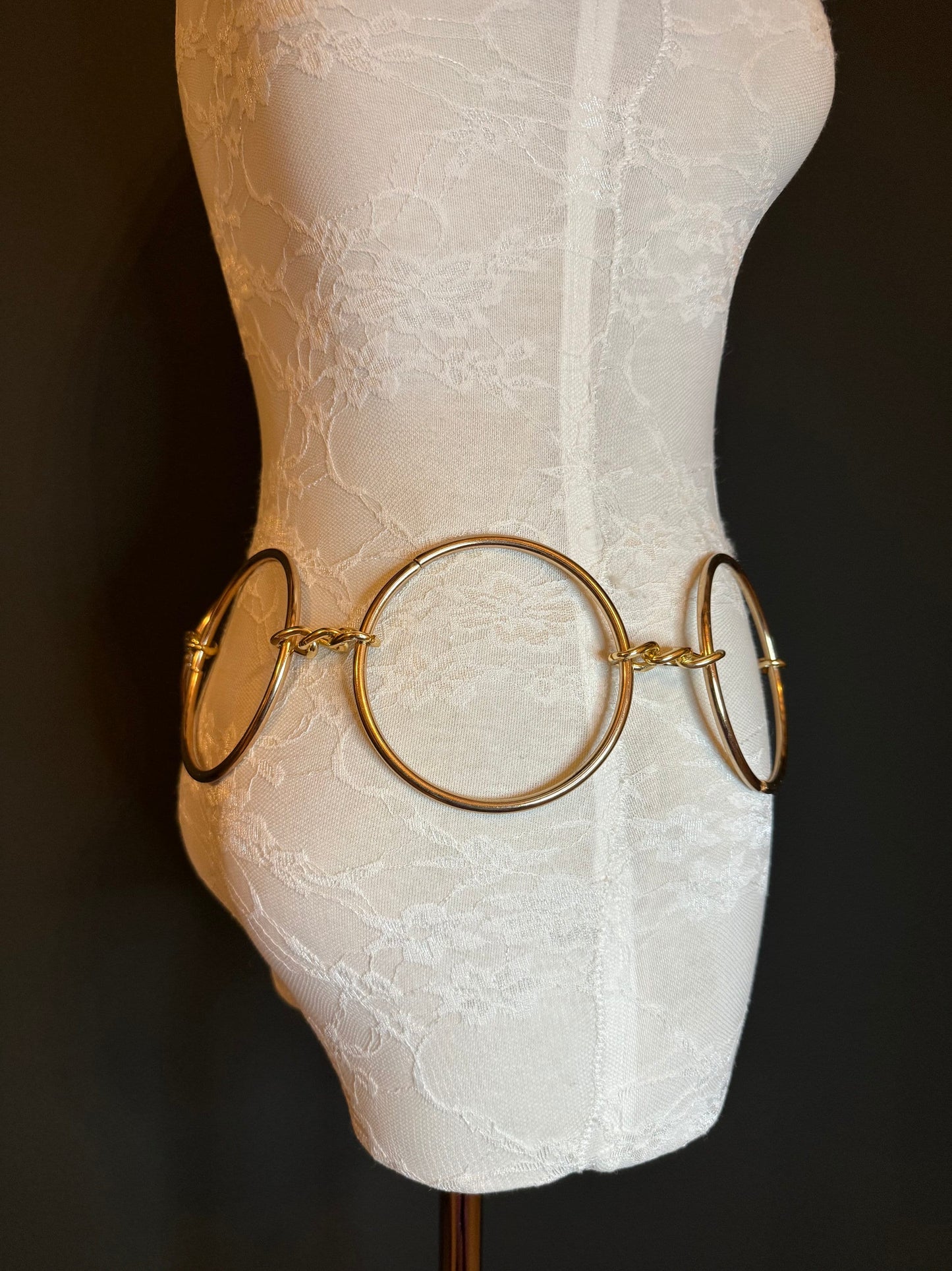 X-long, 4” Metal Ring Belt, Gold Metal Ring Belt, Extra Wide, FAN Design, Oversized Ring Belt, Fashion Belt, Couture Deisgn, FAN Fashion