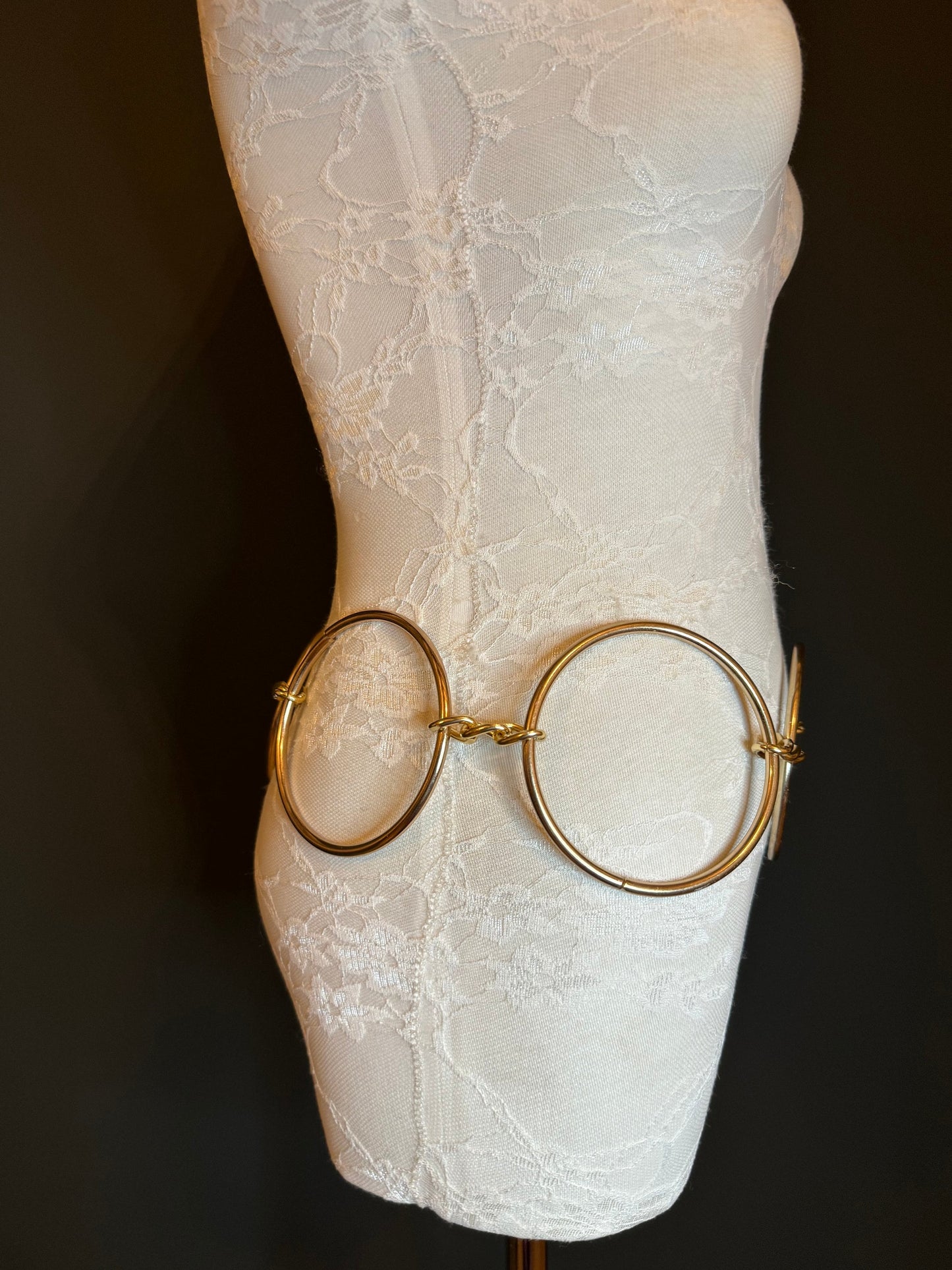 X-long, 4” Metal Ring Belt, Gold Metal Ring Belt, Extra Wide, FAN Design, Oversized Ring Belt, Fashion Belt, Couture Deisgn, FAN Fashion
