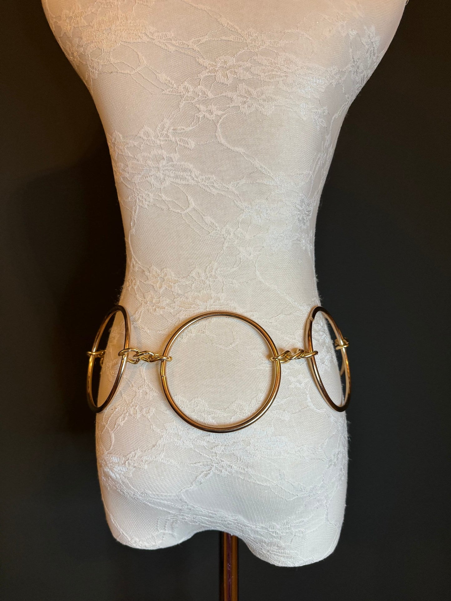 X-long, 4” Metal Ring Belt, Gold Metal Ring Belt, Extra Wide, FAN Design, Oversized Ring Belt, Fashion Belt, Couture Deisgn, FAN Fashion