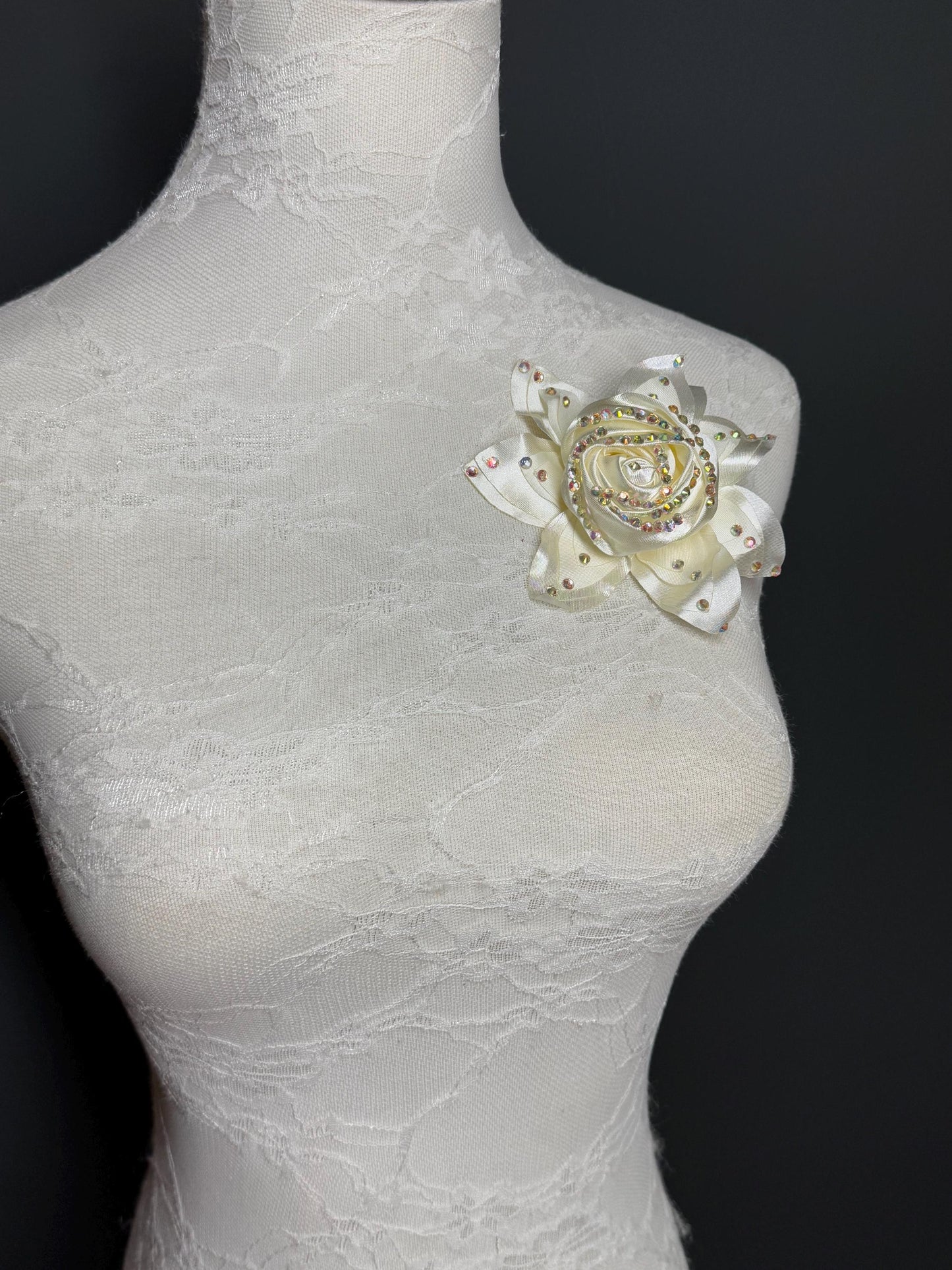 Large Corsage Flower, Cream, Red, Luxurious, 4” Wide, 3D Large Pin on Corsage, Bridal, Clothing, Fashion, Accessory, Fashion, FAN Design