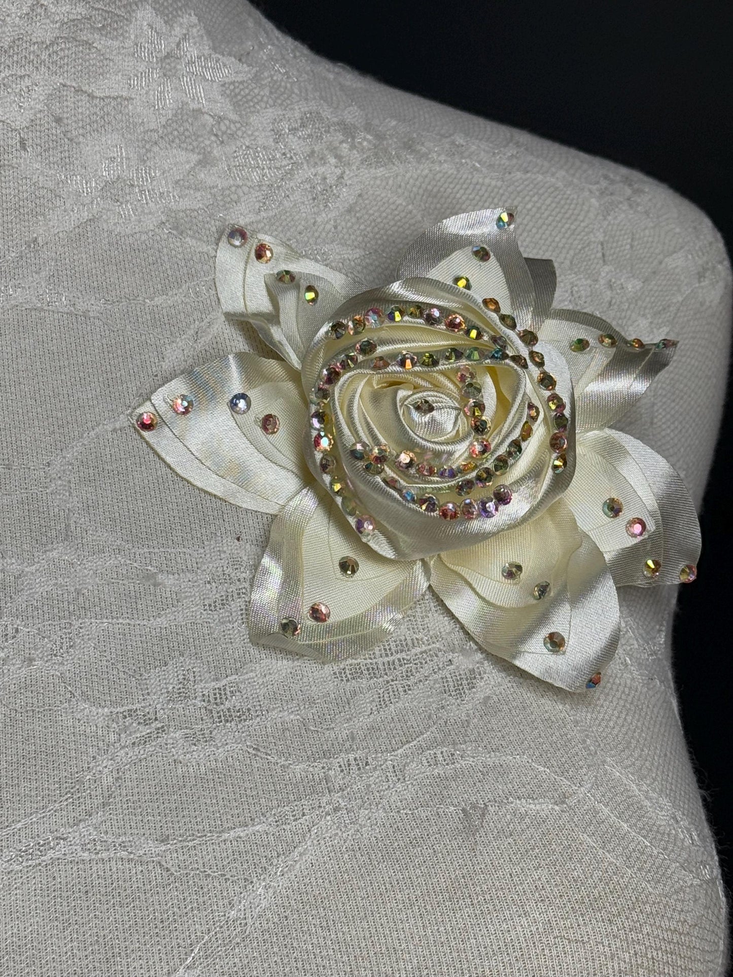 Large Corsage Flower, Cream, Red, Luxurious, 4” Wide, 3D Large Pin on Corsage, Bridal, Clothing, Fashion, Accessory, Fashion, FAN Design