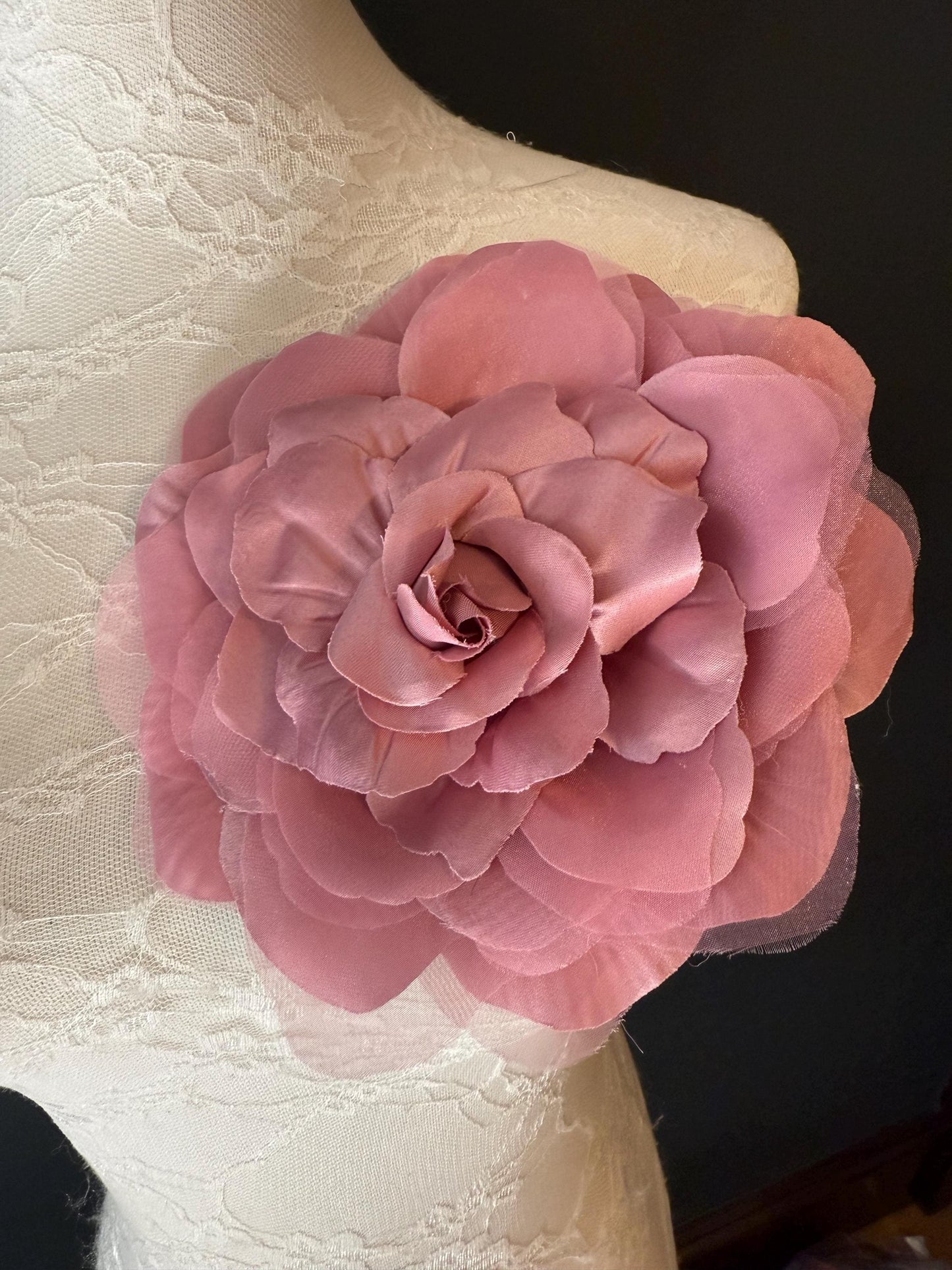 Large Corsage Flower, Ivory, Navy, Dusky Pink, 7” Wide, Large Pin on Corsage, Bridal, Clothing, Fashion, Hat, Accessory, Fashion, FAN Design