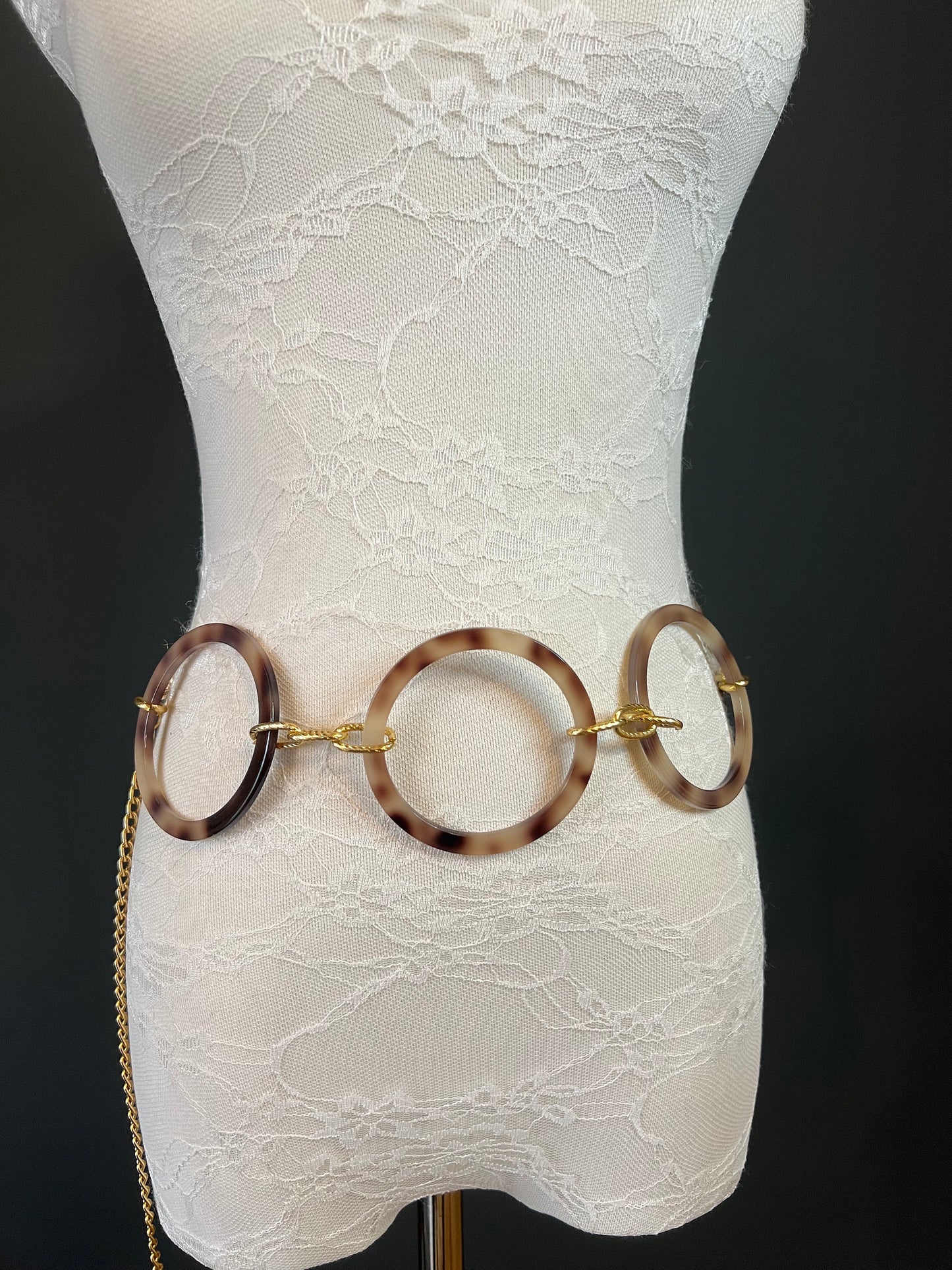 X-long Ring Belt, Horn Rings Chain Belt, 7cm Rings, Fashion Belt, Dress Belt, FAN Design, Boho Belt