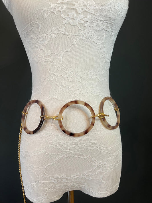 X-long Ring Belt, Horn Rings Chain Belt, 7cm Rings, Fashion Belt, Dress Belt, FAN Design, Boho Belt