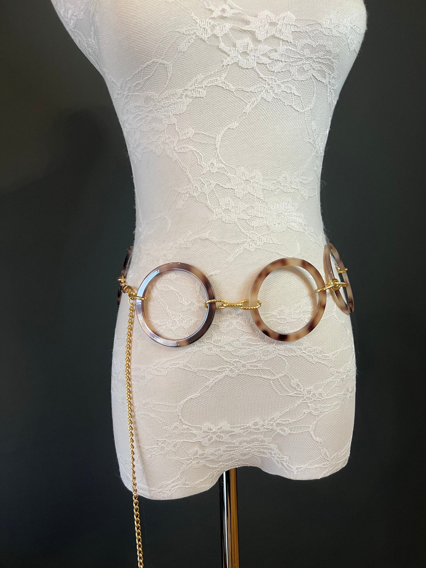 X-long Ring Belt, Horn Rings Chain Belt, 7cm Rings, Fashion Belt, Dress Belt, FAN Design, Boho Belt
