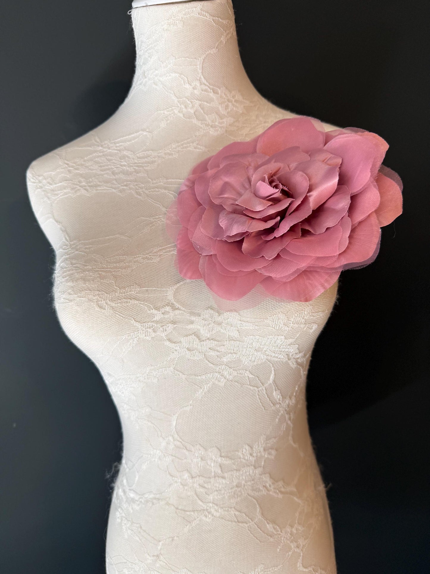 Large Corsage Flower, Ivory, Navy, Dusky Pink, 7” Wide, Large Pin on Corsage, Bridal, Clothing, Fashion, Hat, Accessory, Fashion, FAN Design